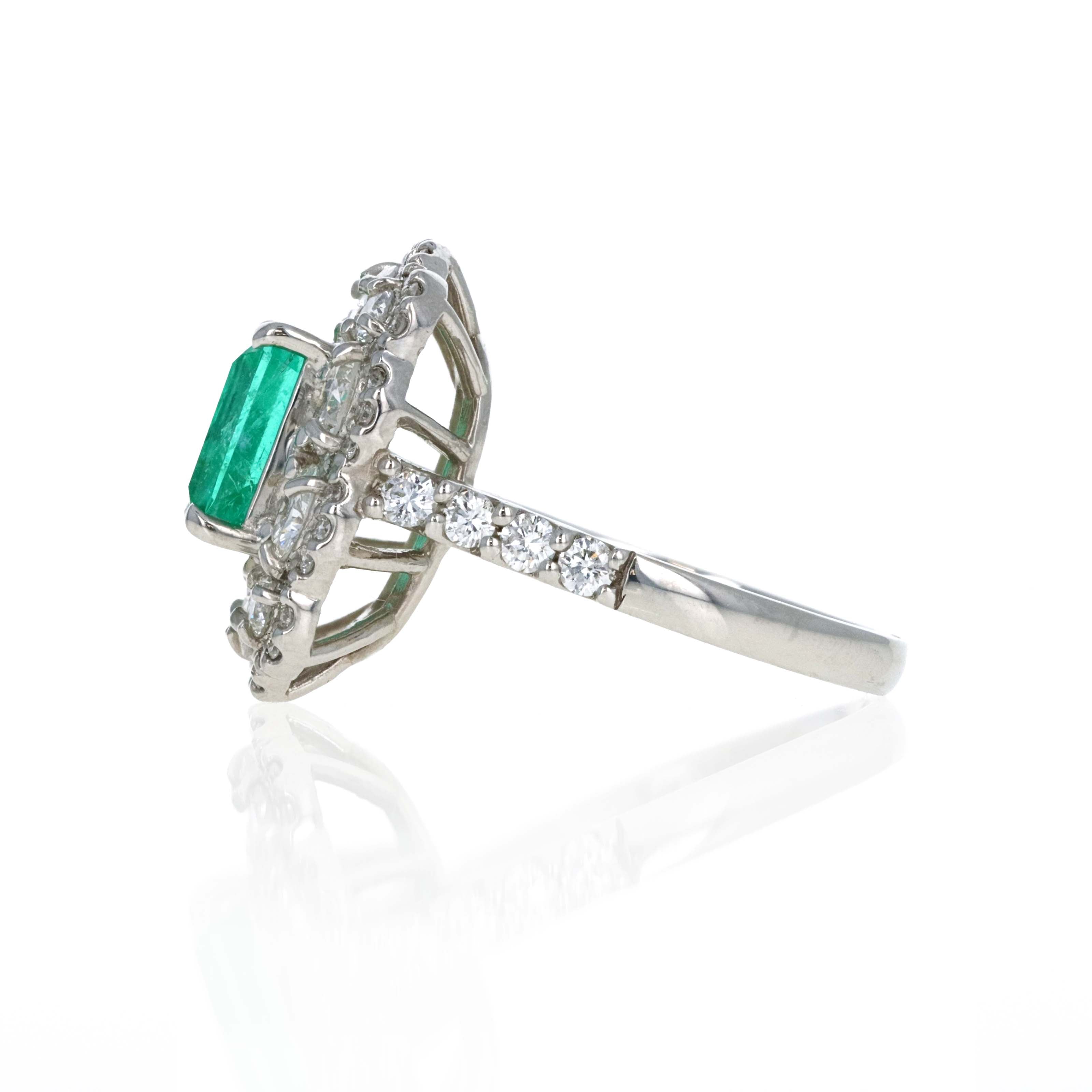 Platinum 2 Carat Emerald Diamond Halo Ring - Queen May