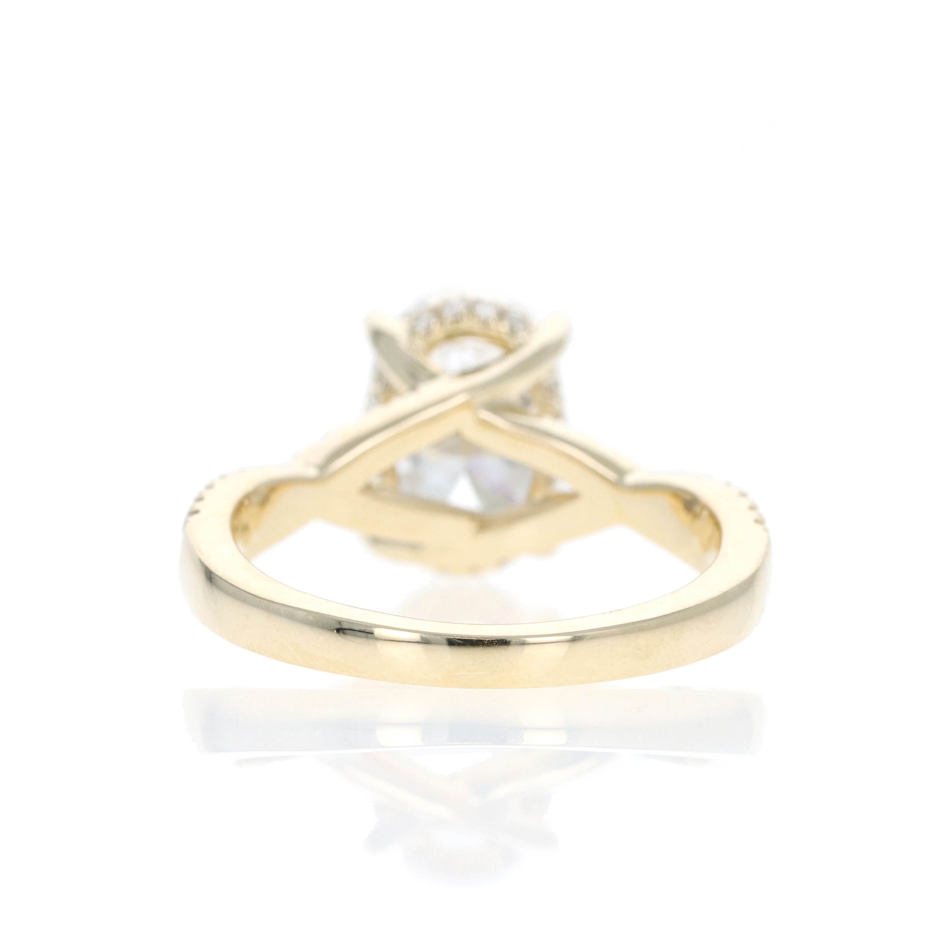 Lab Grown 3 Carat Oval Diamond Infinity Accented Engagement Ring - Queen May