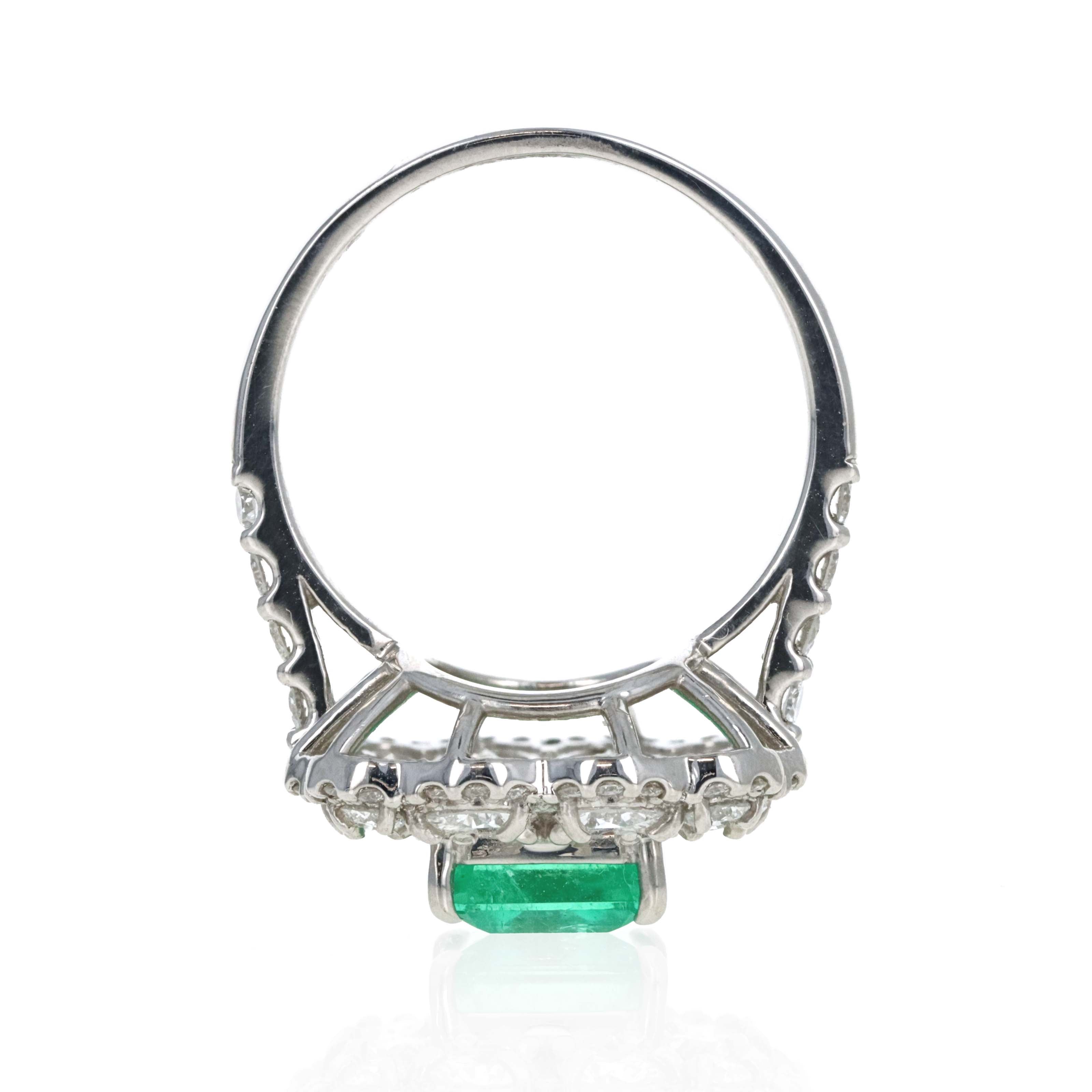 Platinum 2 Carat Emerald Diamond Halo Ring - Queen May