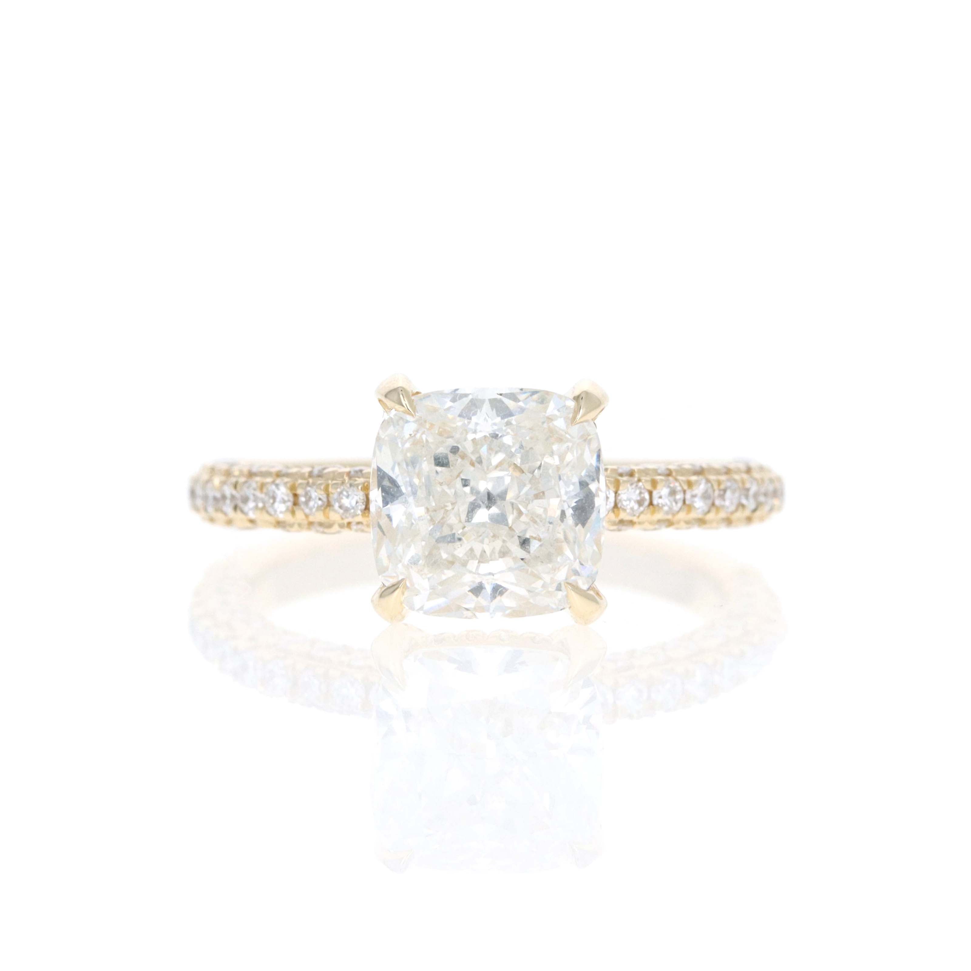 Lab Grown 3 Carat Cushion Diamond Accented Engagement Ring - Queen May
