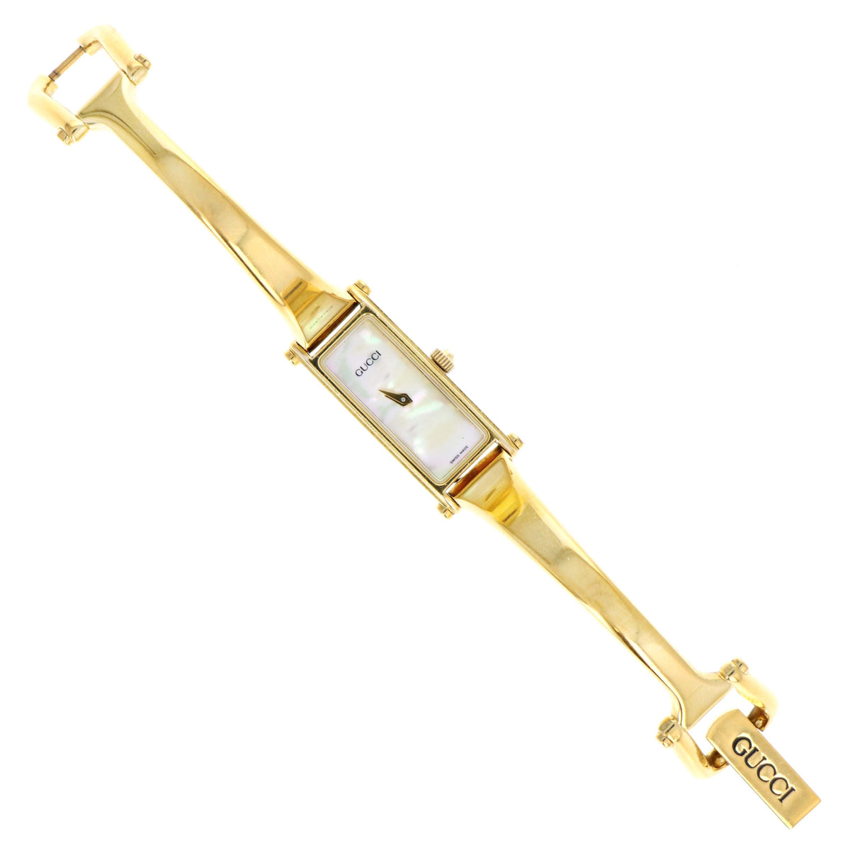 Gucci 1500L Mother Of Pearl Dial Horsebit Bangle Watch - Queen May