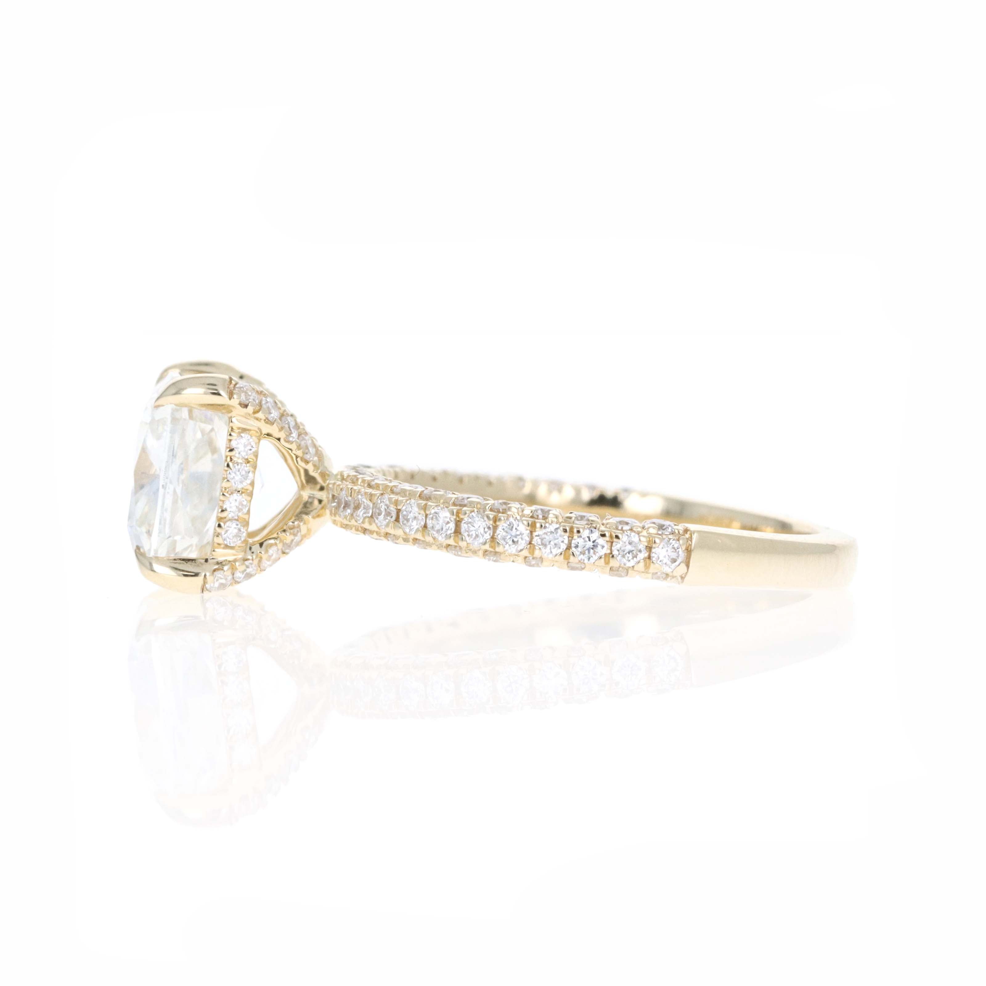 Lab Grown 3 Carat Cushion Diamond Accented Engagement Ring - Queen May