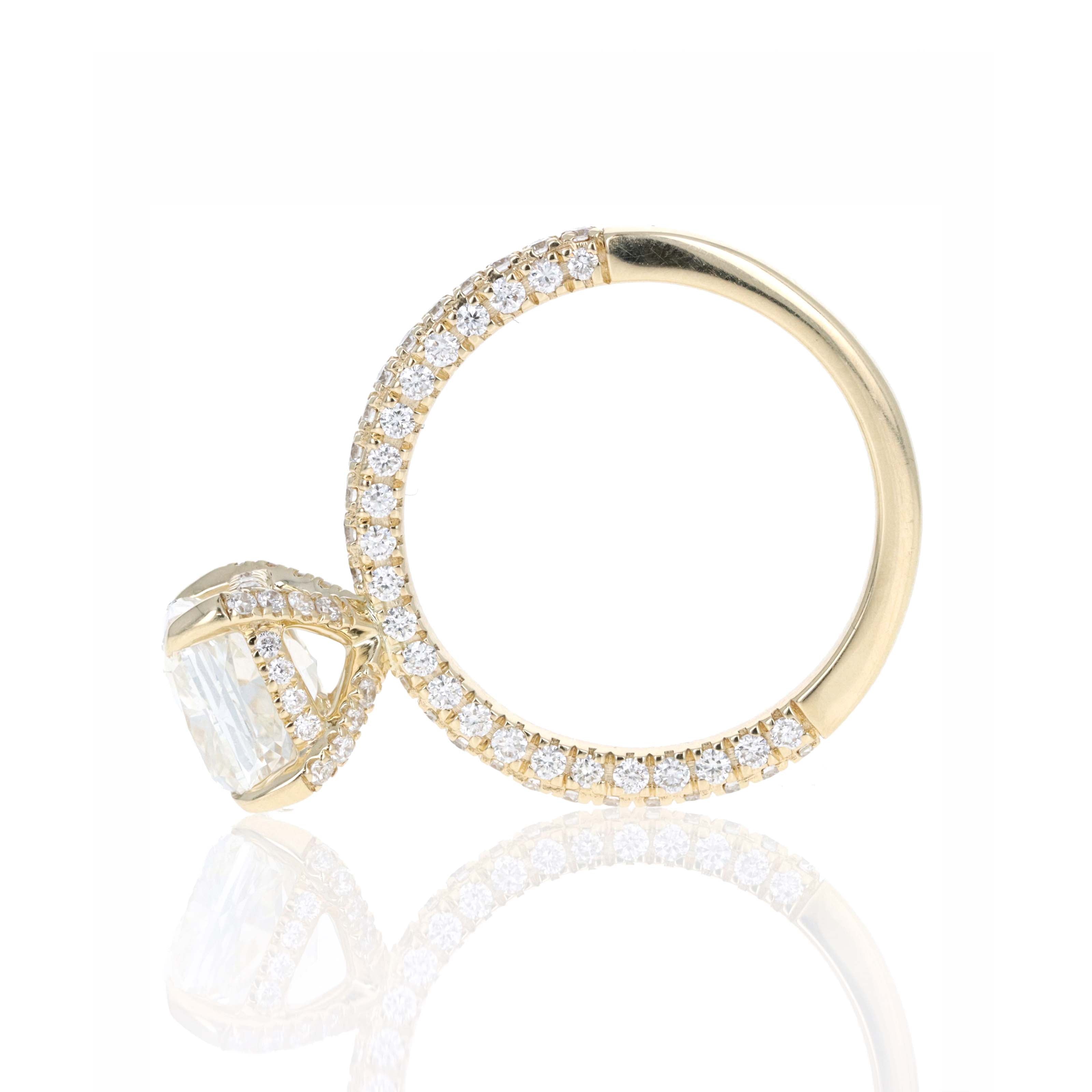 Lab Grown 3 Carat Cushion Diamond Accented Engagement Ring - Queen May