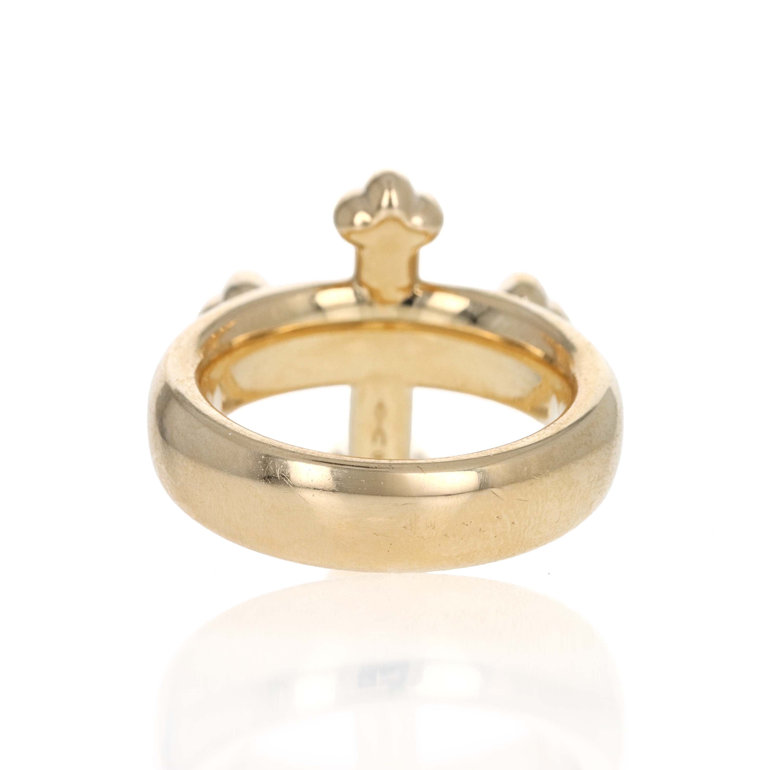 Uniform Object 18K Yellow Gold 0.75 Carat Asscher Diamond Cross Gauge Ring - Queen May