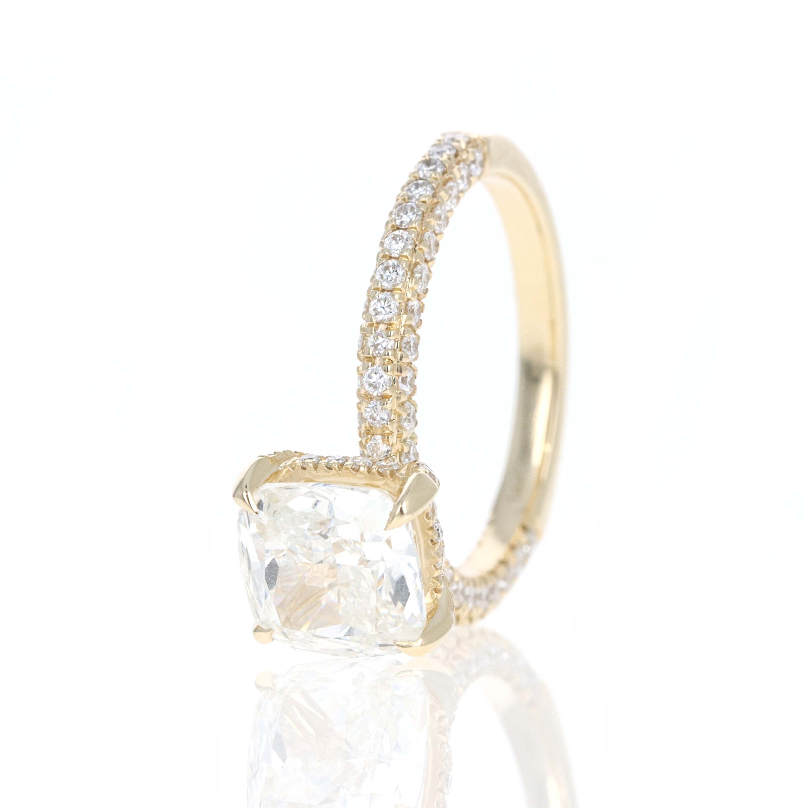 Lab Grown 3 Carat Cushion Diamond Accented Engagement Ring - Queen May