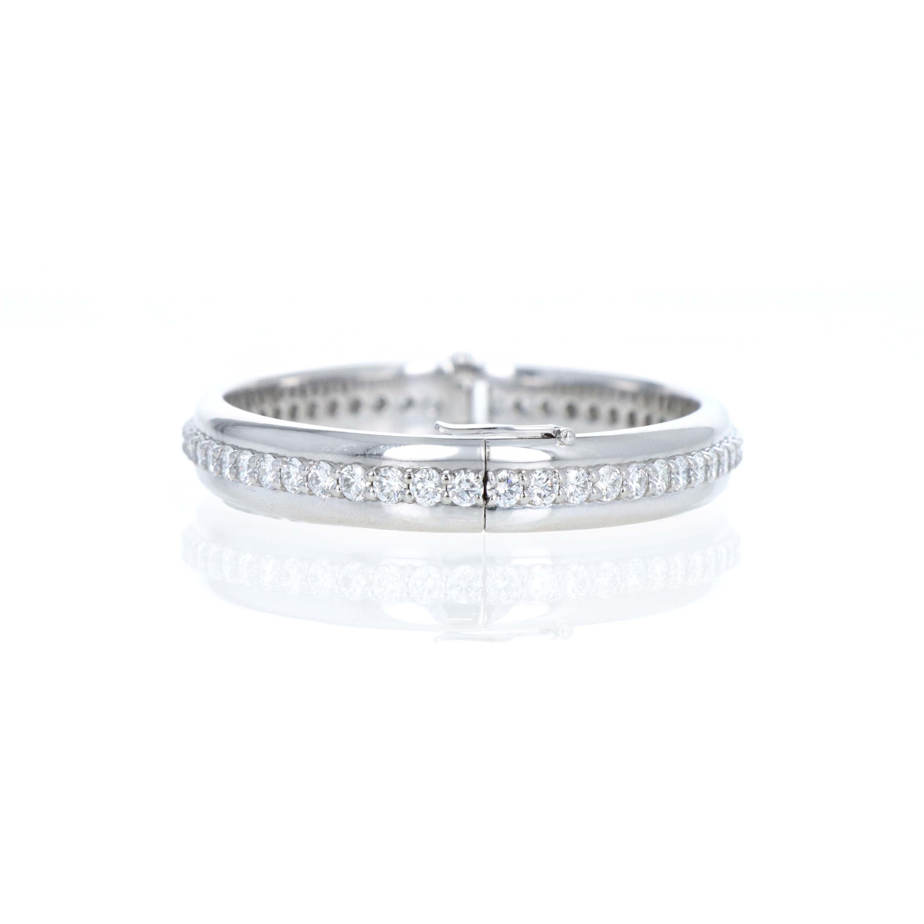 Platinum 5.6 Carat Round Brilliant Diamond Bangle Bracelet