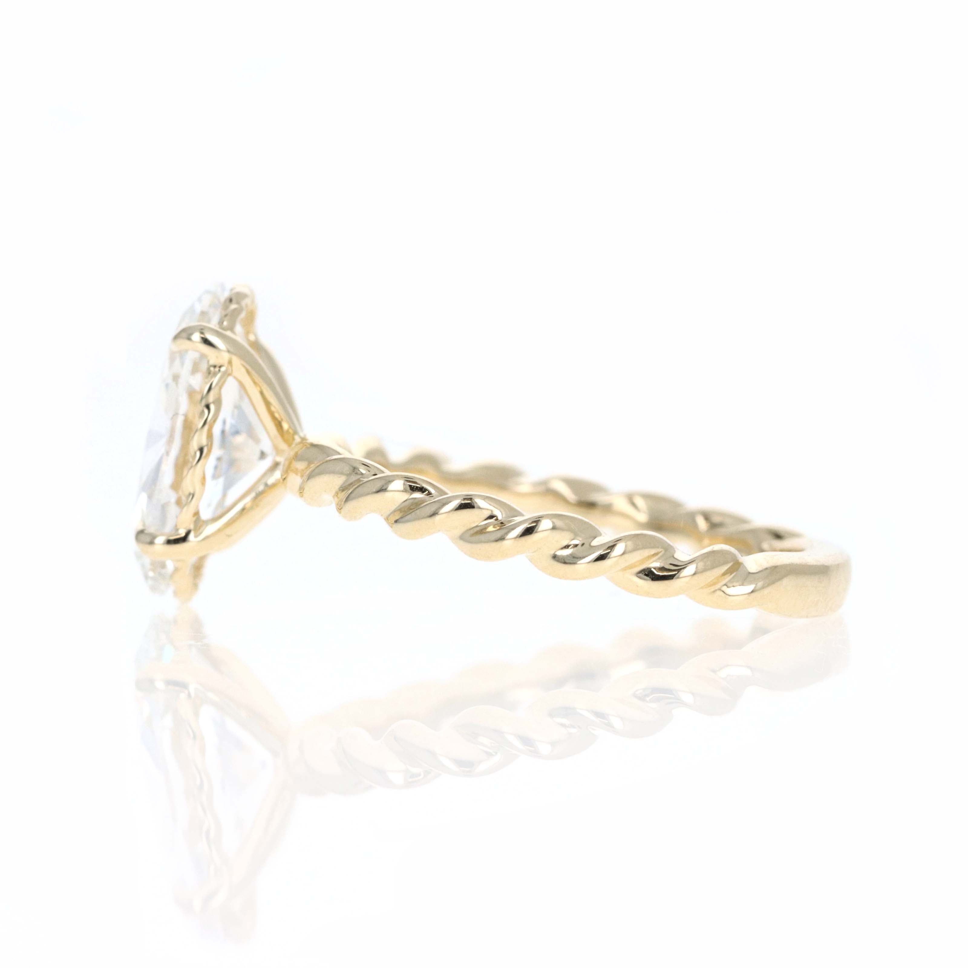 Lab Grown 3 Carat Oval Diamond Braided Engagement Ring - Queen May