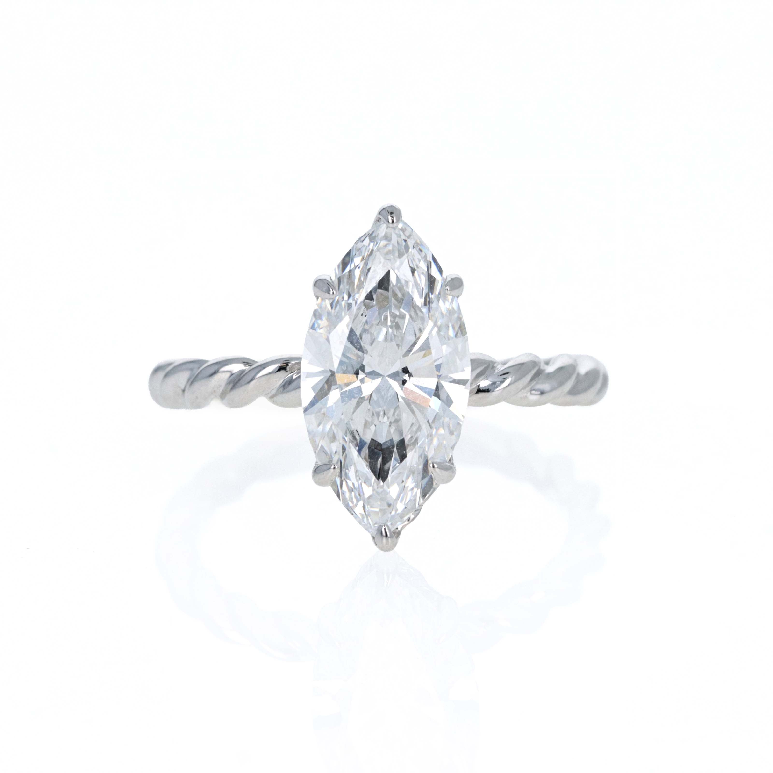 Lab Grown 3 Carat Marquise Diamond Braided Engagement Ring 14K White Gold - Queen May