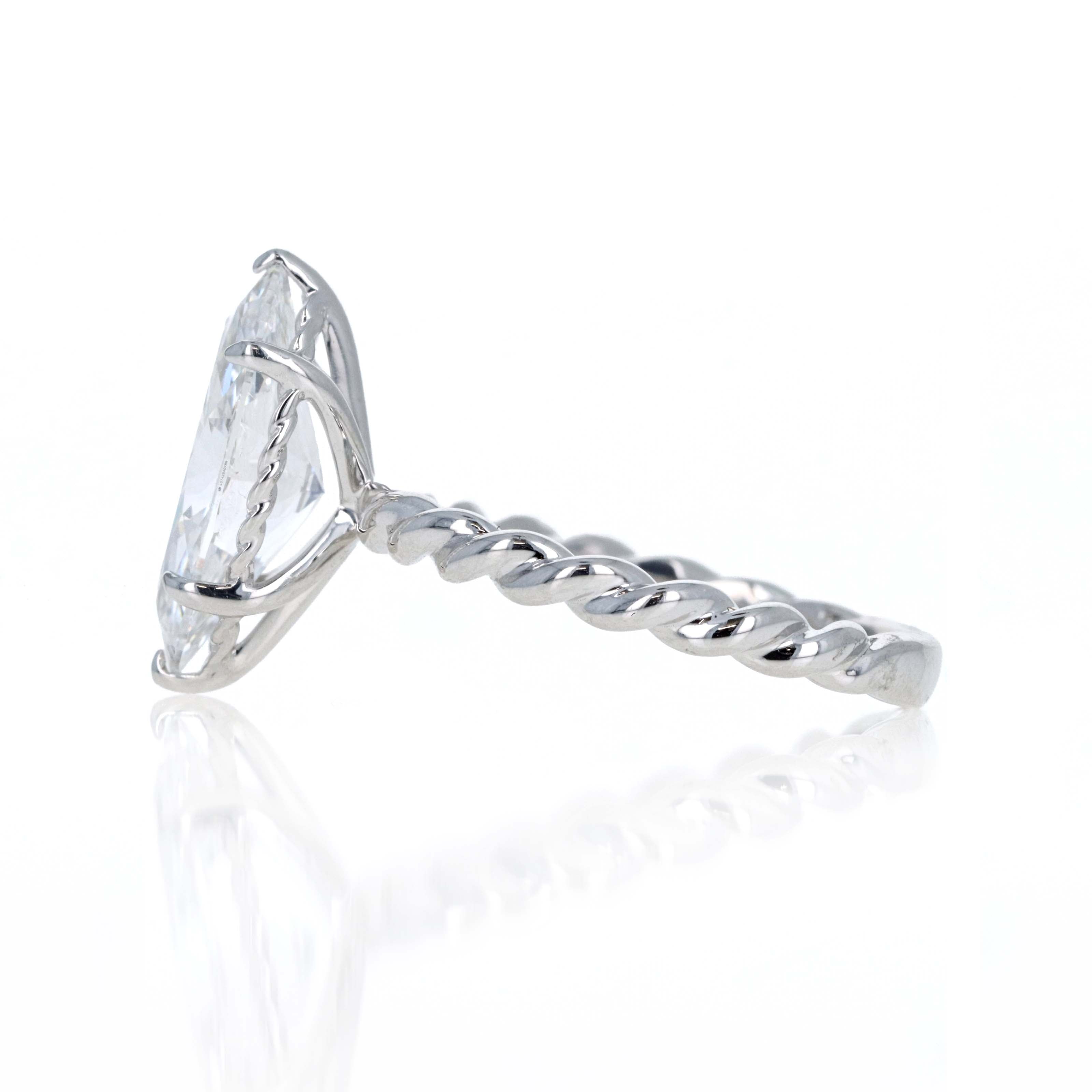 Lab Grown 3 Carat Marquise Diamond Braided Engagement Ring 14K White Gold - Queen May
