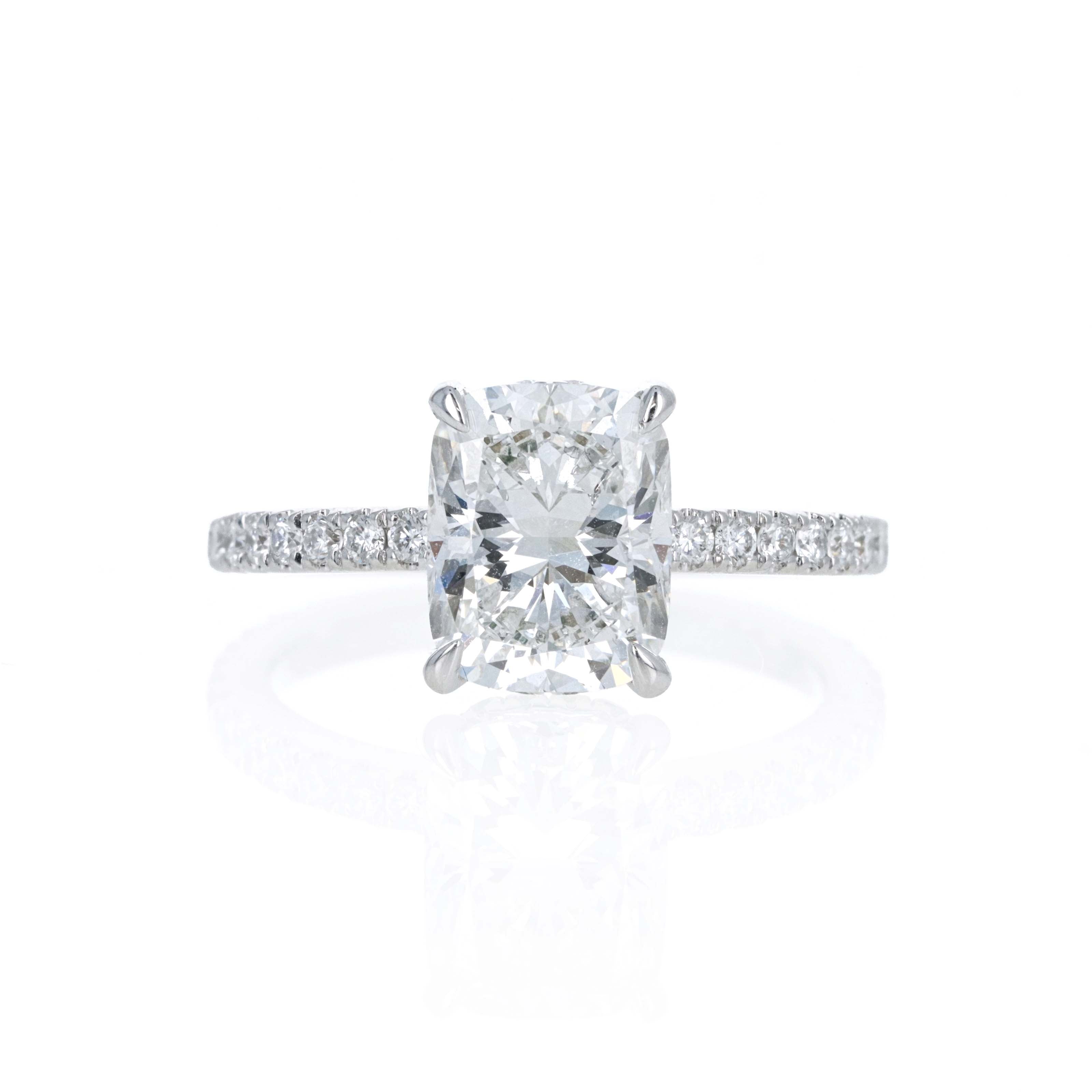 Lab Grown 2.5 Carat Cushion Diamond Accented Engagement Ring 14K White Gold - Queen May