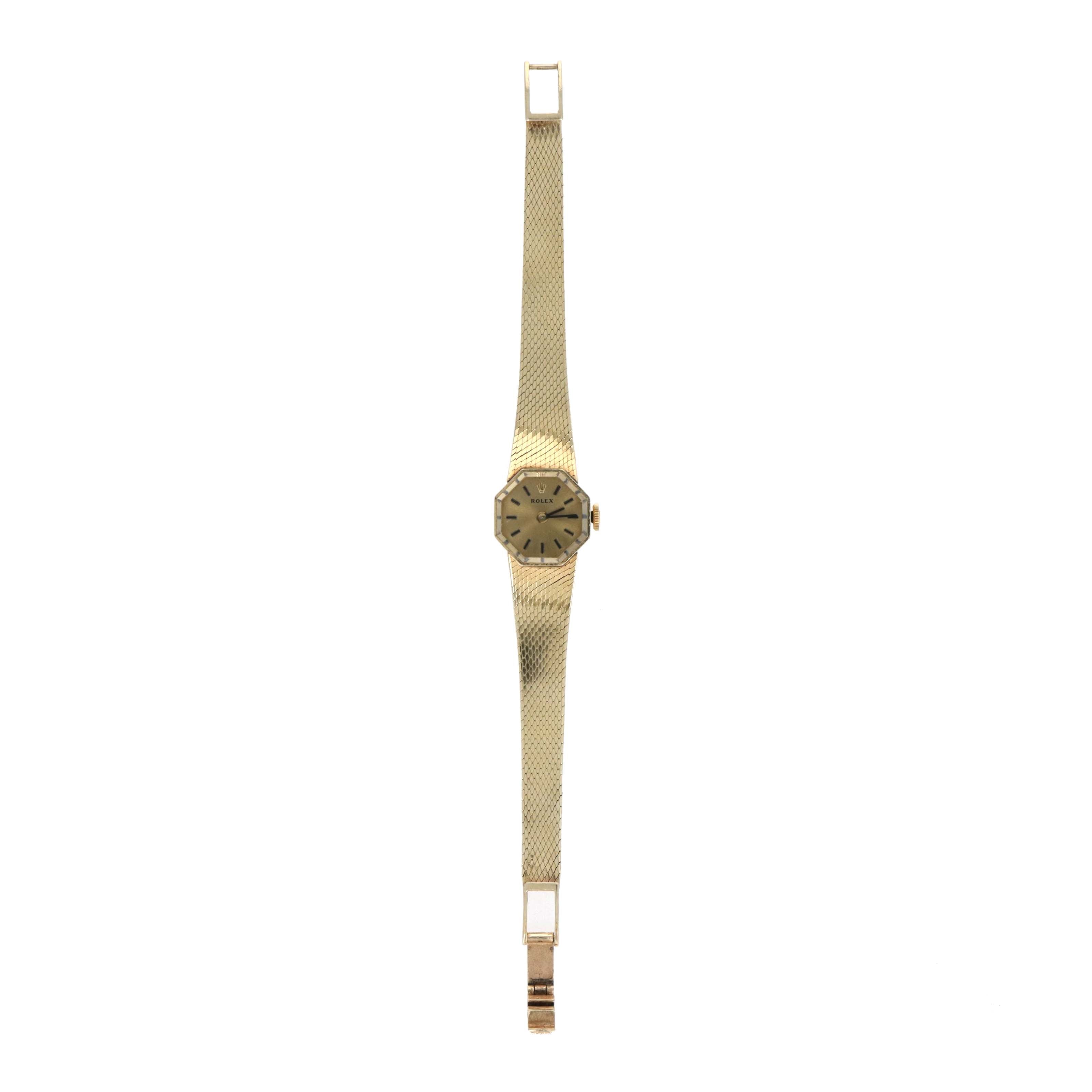 Vintage Rolex 14k Yellow Gold 17mm Octagon Ladies Watch Model 8402 with Box - Queen May