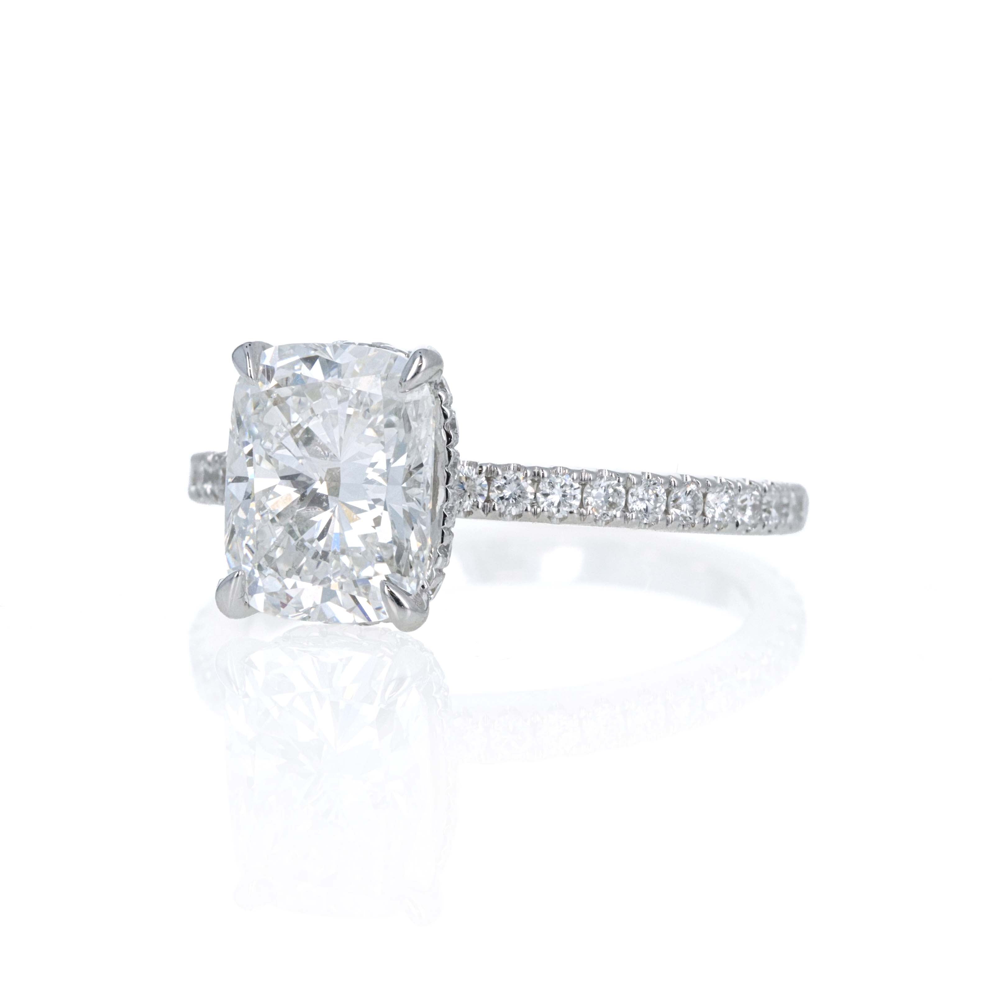 Lab Grown 2.5 Carat Cushion Diamond Accented Engagement Ring 14K White Gold - Queen May