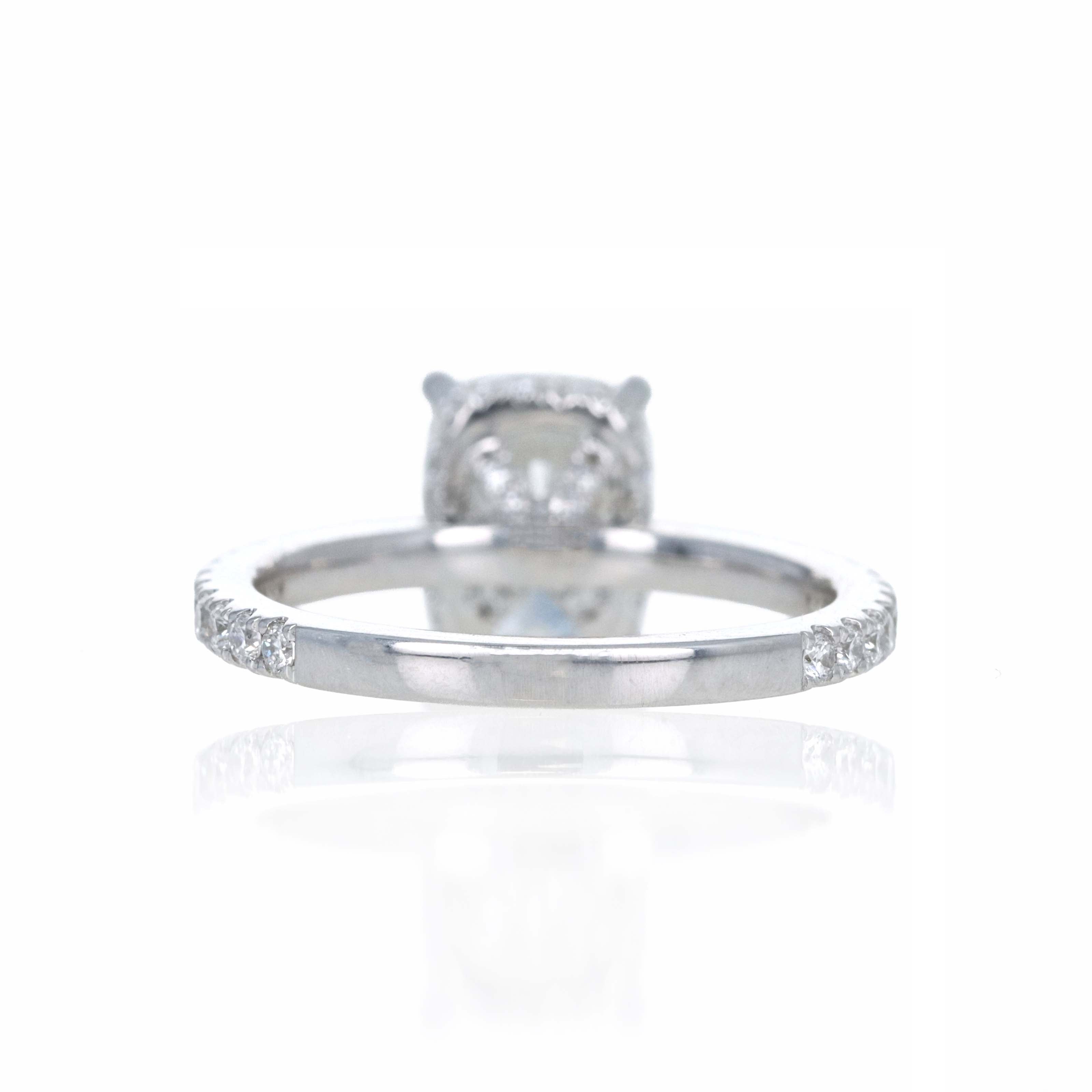 Lab Grown 2.5 Carat Cushion Diamond Accented Engagement Ring 14K White Gold - Queen May