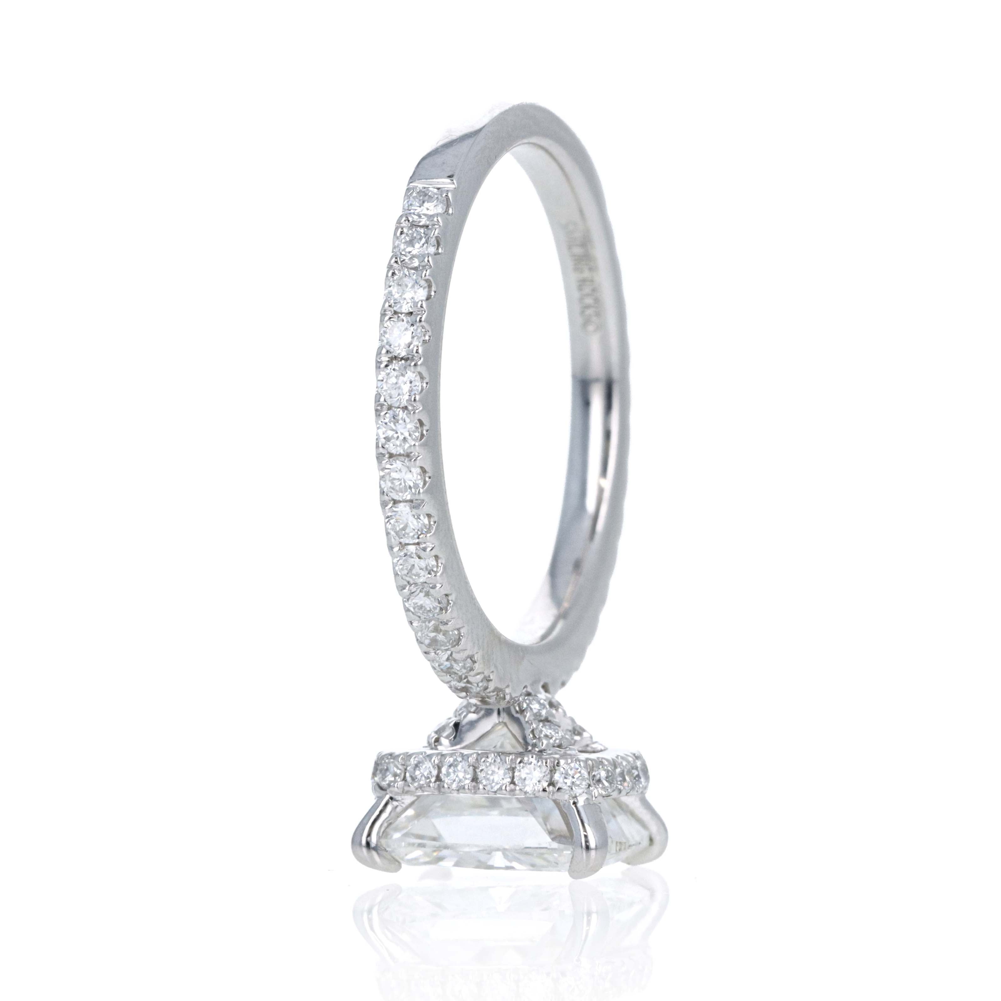 Lab Grown 2.5 Carat Cushion Diamond Accented Engagement Ring 14K White Gold - Queen May