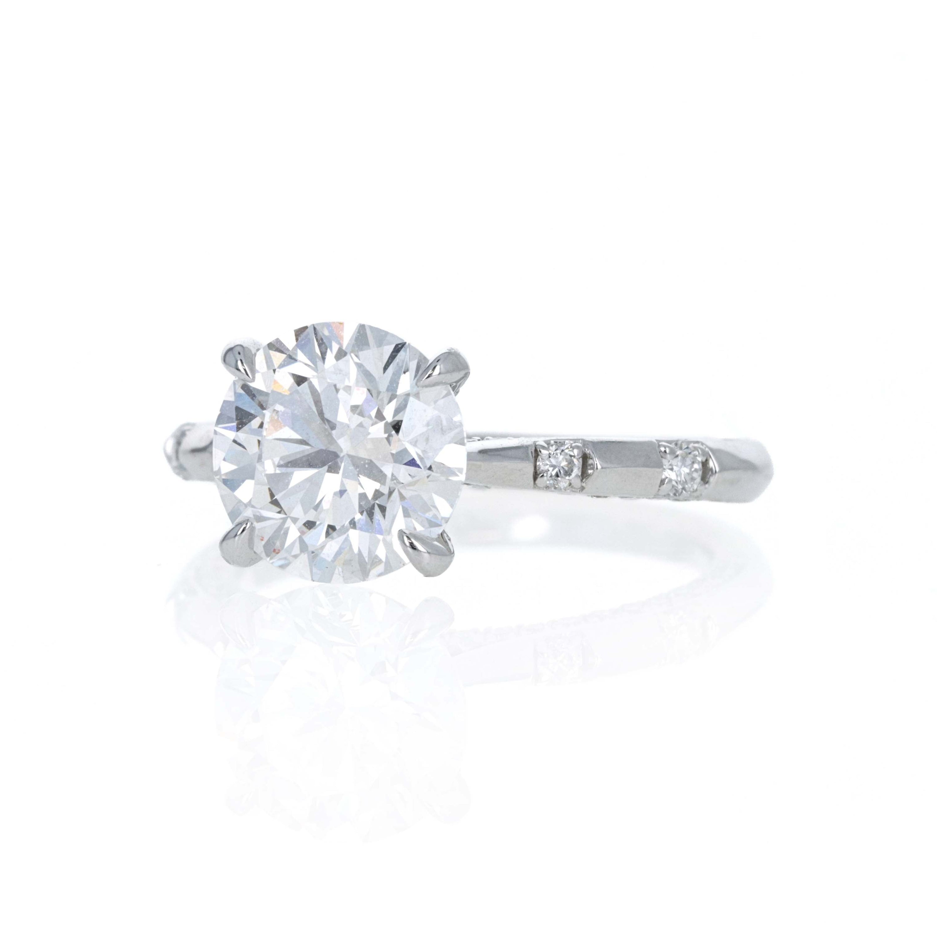 Lab Grown 3 Carat Round Diamond Accented Engagement Ring 14K White Gold - Queen May