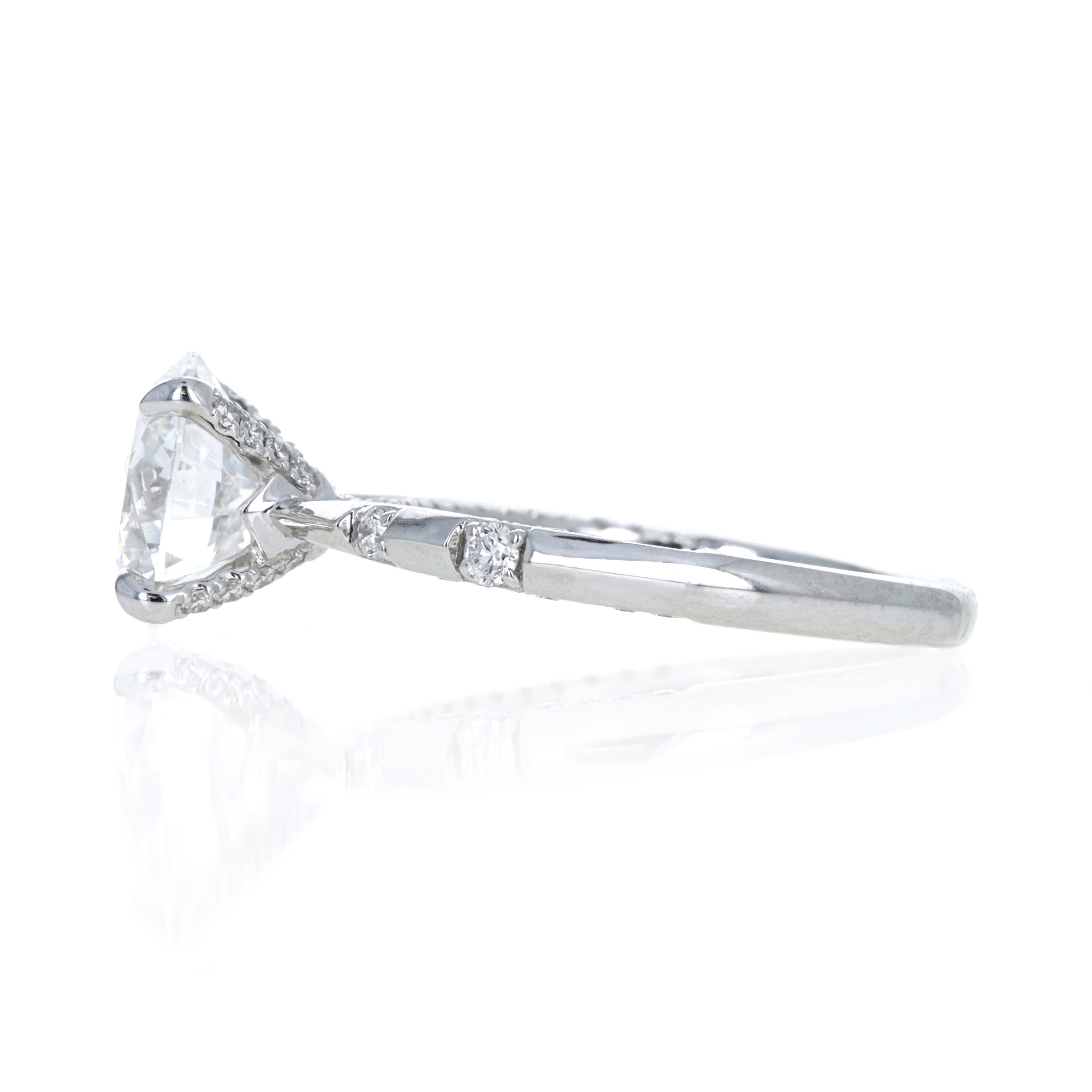 Lab Grown 3 Carat Round Diamond Accented Engagement Ring 14K White Gold - Queen May