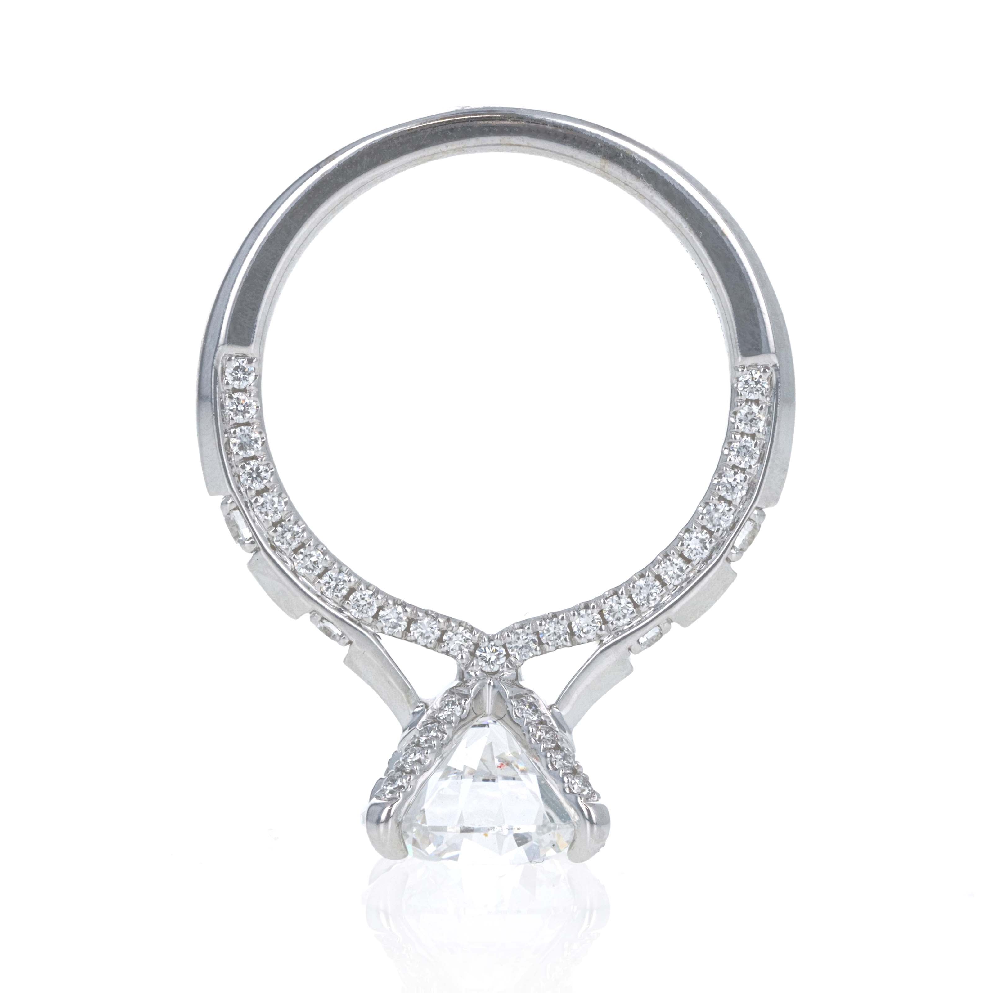 Lab Grown 3 Carat Round Diamond Accented Engagement Ring 14K White Gold - Queen May