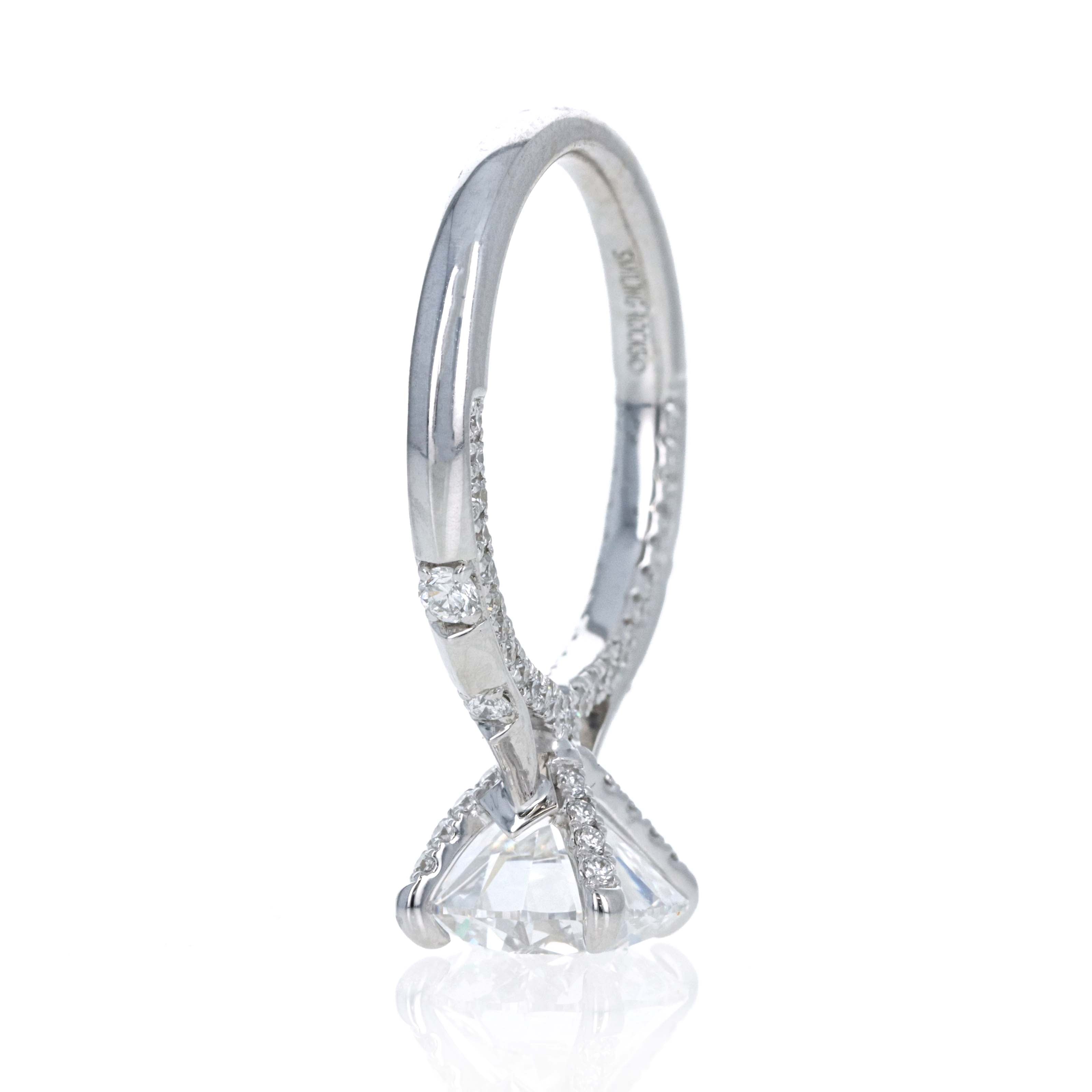 Lab Grown 3 Carat Round Diamond Accented Engagement Ring 14K White Gold - Queen May