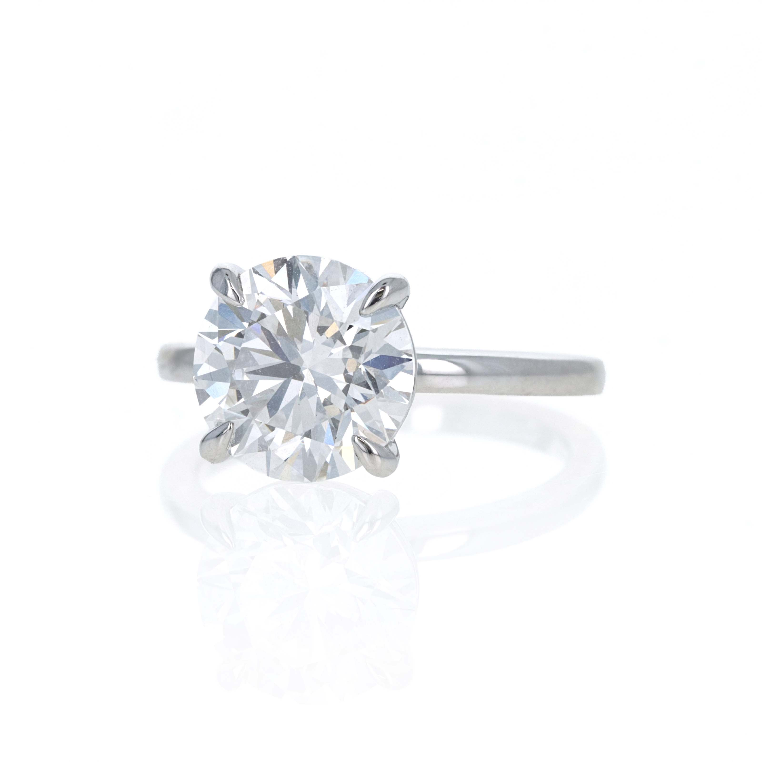 Lab Grown 4 Carat Round Diamond Solitaire Engagement Ring 14K White Gold - Queen May