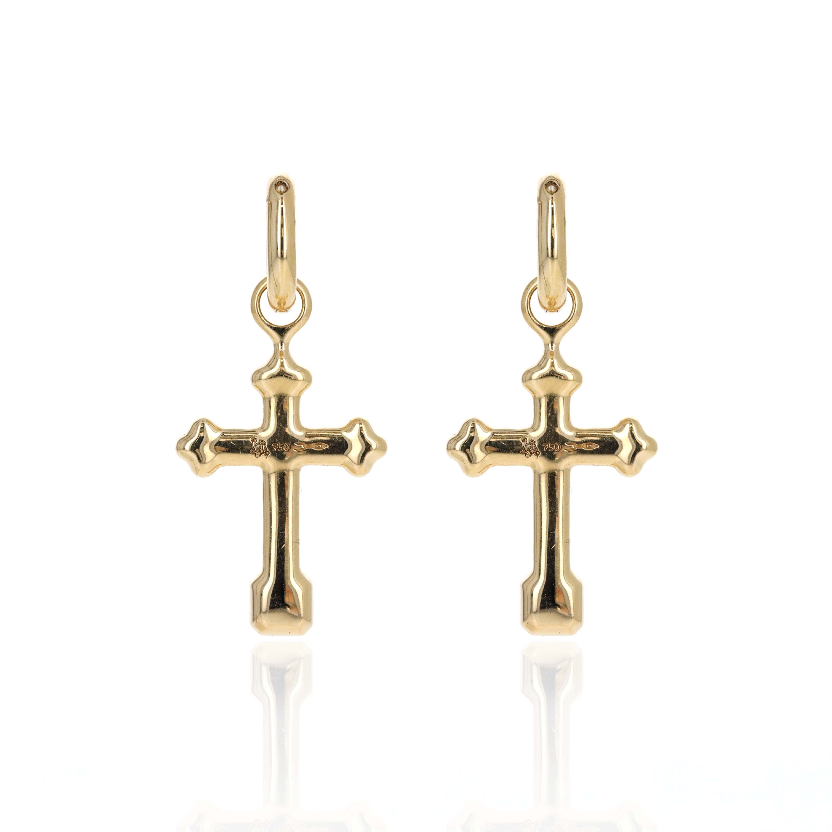 Uniform Object 18K Yellow Gold 0.72 Carat Asscher Diamond Cross Carriage Huggie Earrings - Queen May