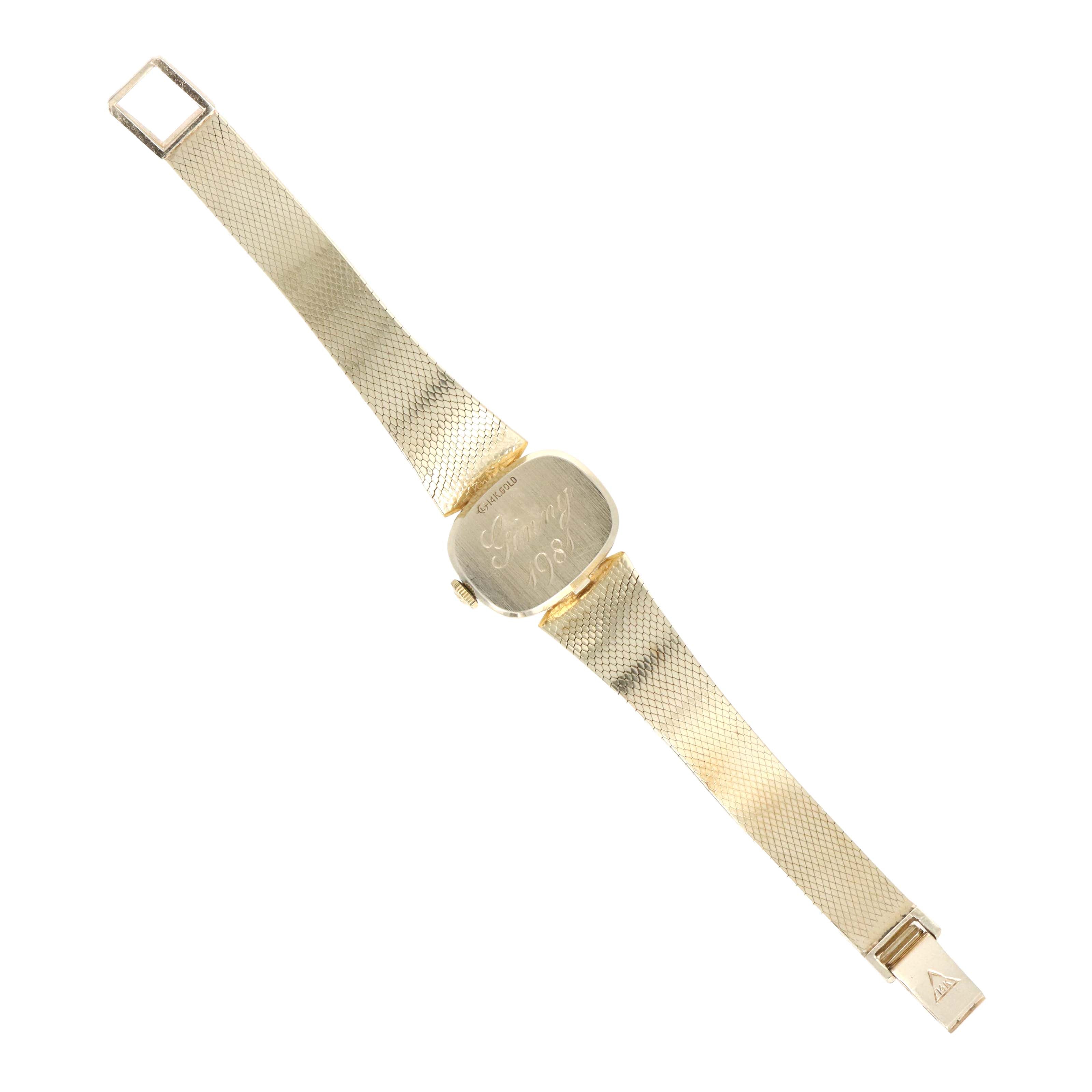 Vintage Rolex 14k Yellow Gold 22mm Champagne Satin Dial Mechanical Ladies Watch Model 8232 - Queen May