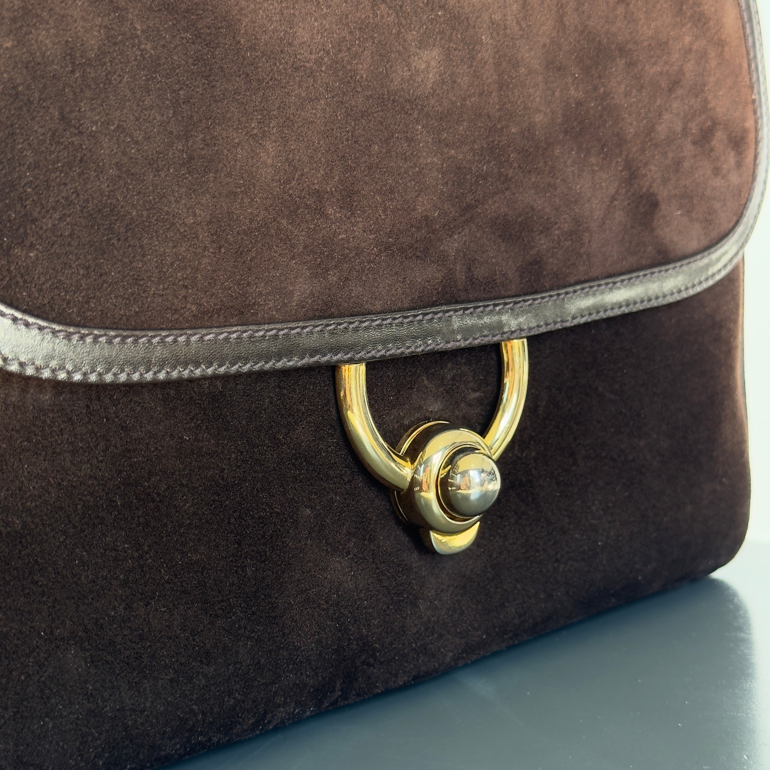 Ultra Rare Vintage Gucci Brown Suede Bag Circa 1970s - Queen May