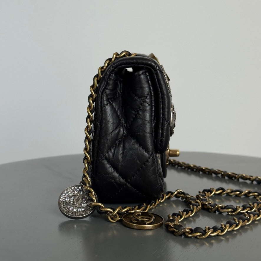 Limited Edition Chanel 2015 Calfskin Paris Dubai Coin Collector Extra Mini Flap Bag - Queen May