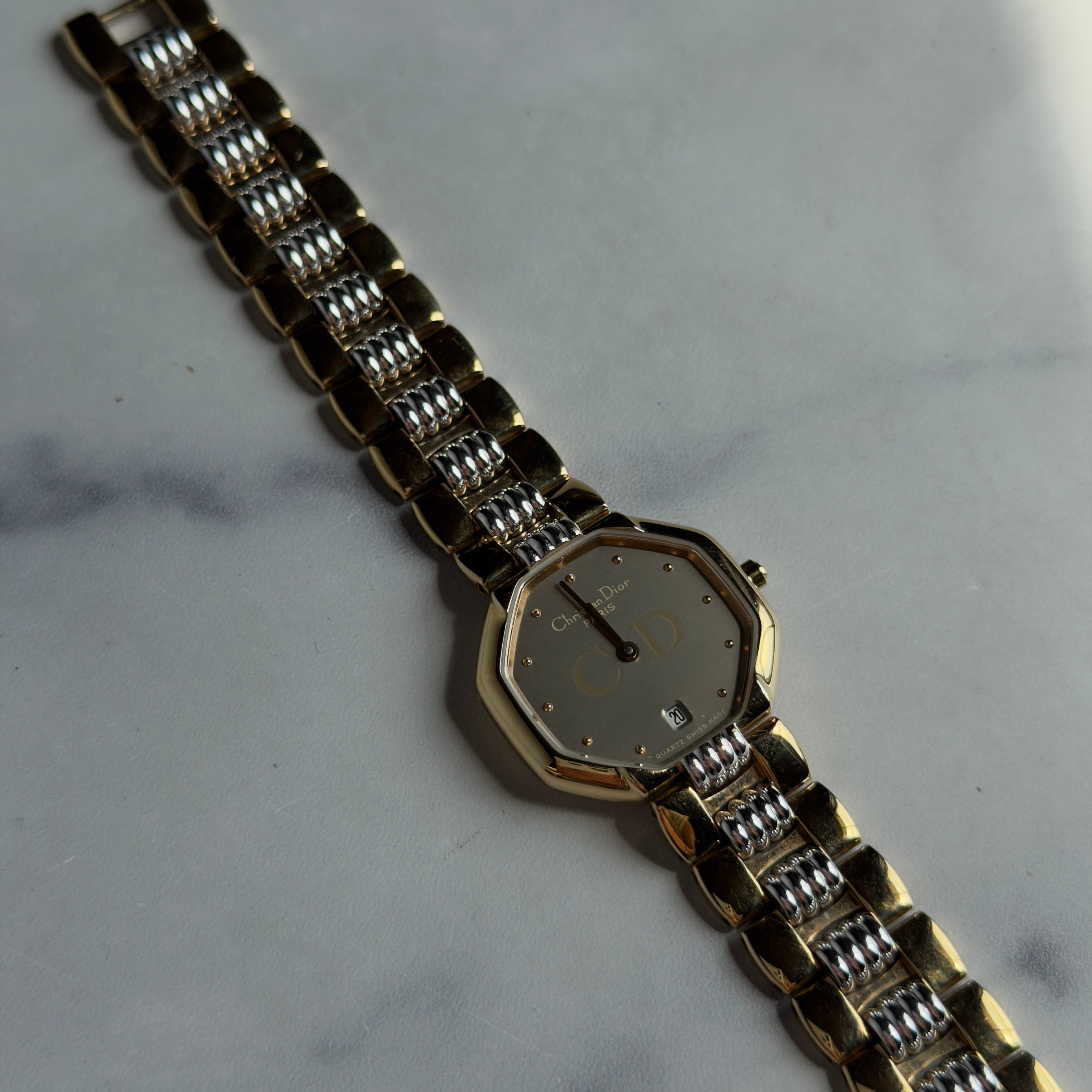 Christian Dior Two Tone Octagon Watch