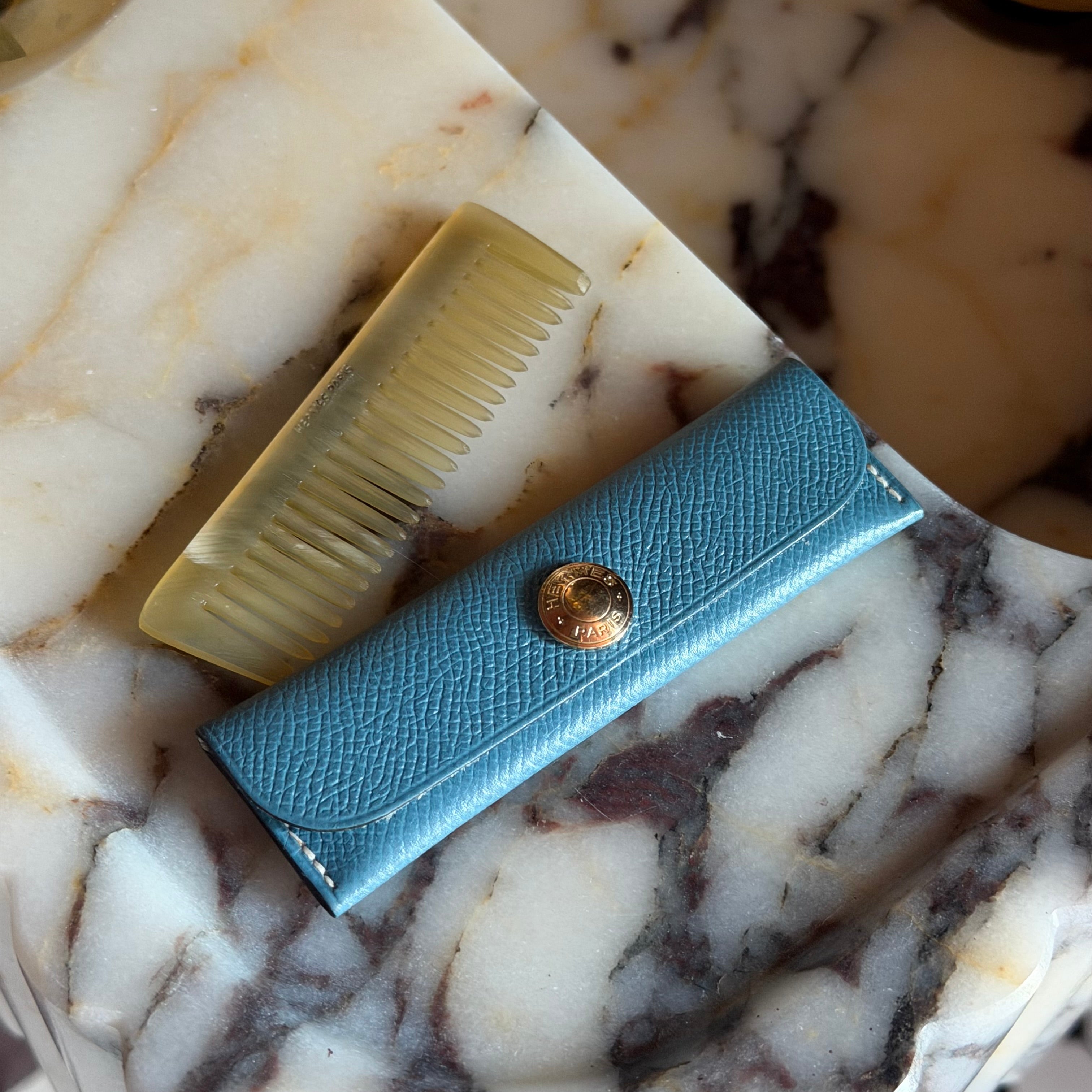 Hermes Buffalo Horn Comb and Case