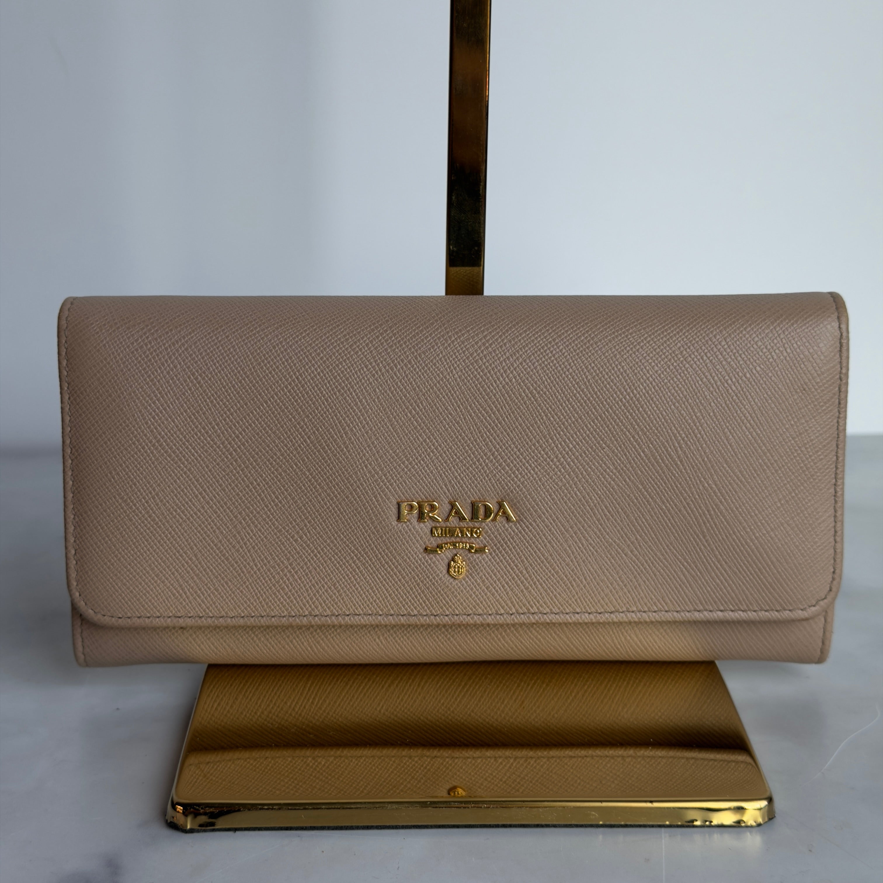 Prada Saffiano Continental Wallet Beige
