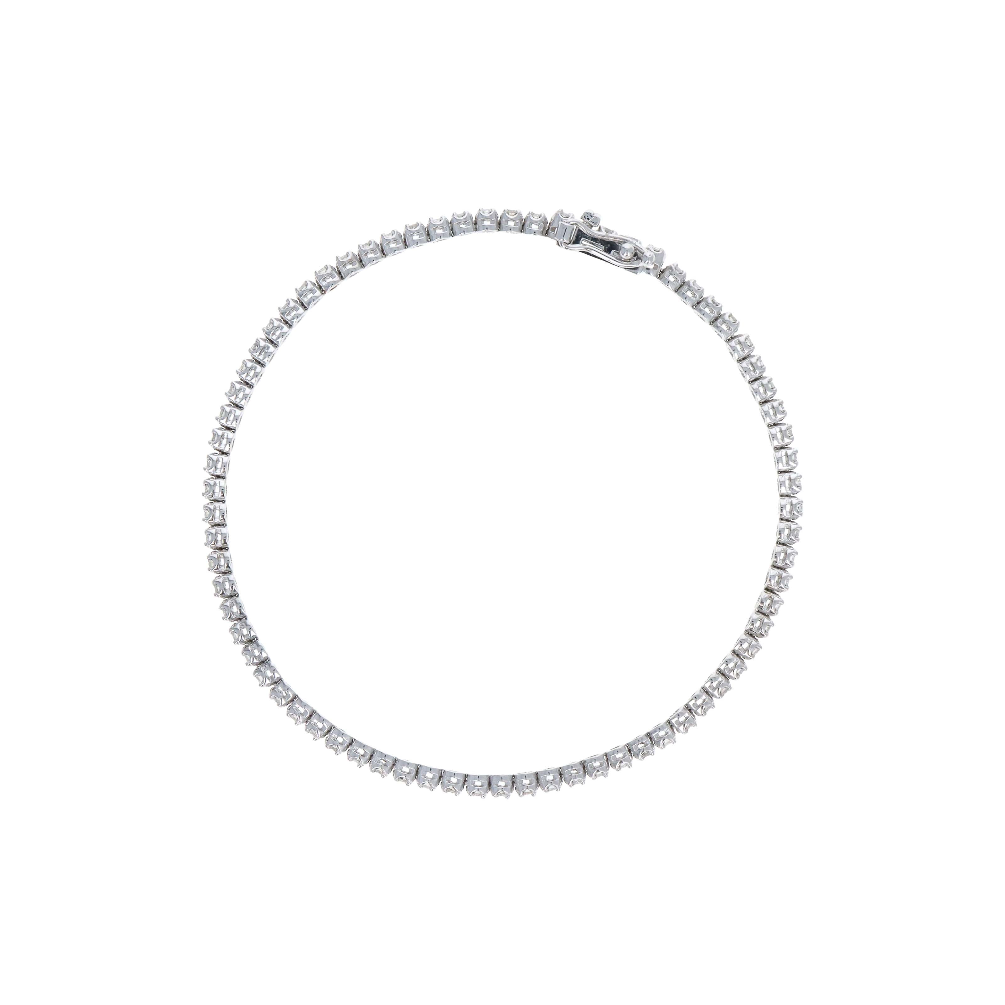 14K White Gold 1.30 Carat Round Diamond Tennis Bracelet - Queen May