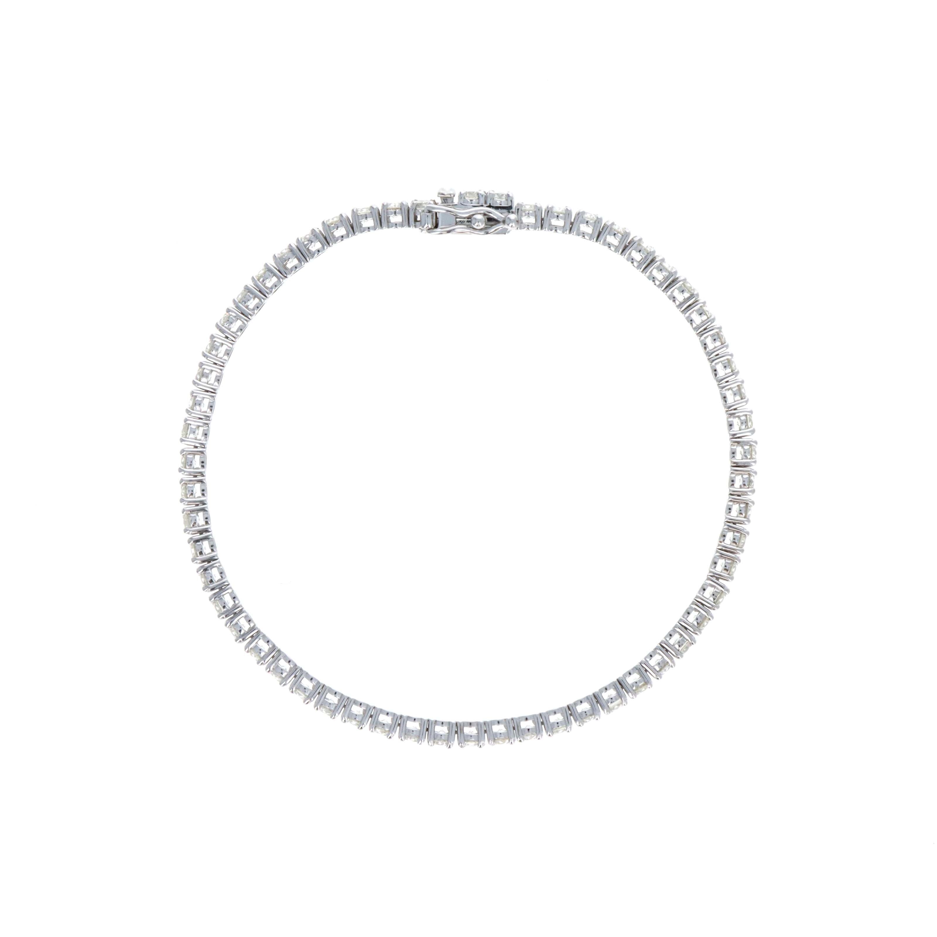 14K White Gold 5.15 Carat Round Diamond Tennis Bracelet