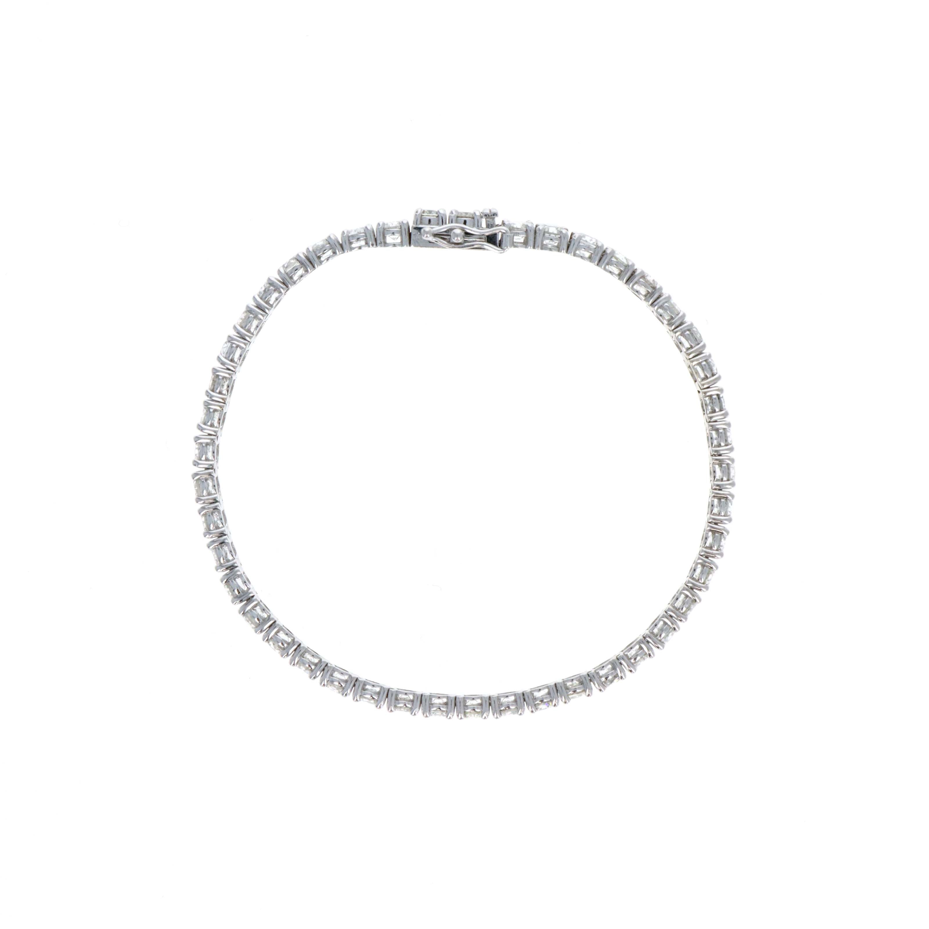 14K White Gold 9.32 Carat Round Diamond Tennis Bracelet