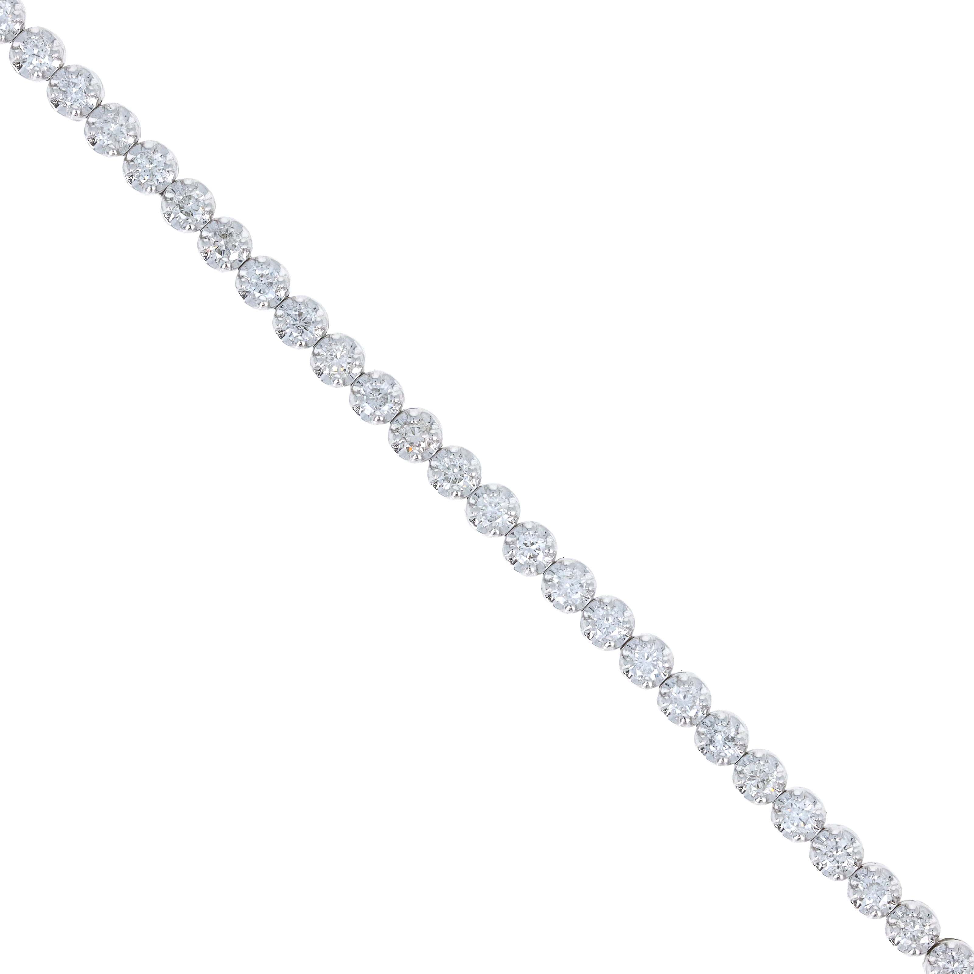 14K White Gold 1.30 Carat Round Diamond Tennis Bracelet - Queen May