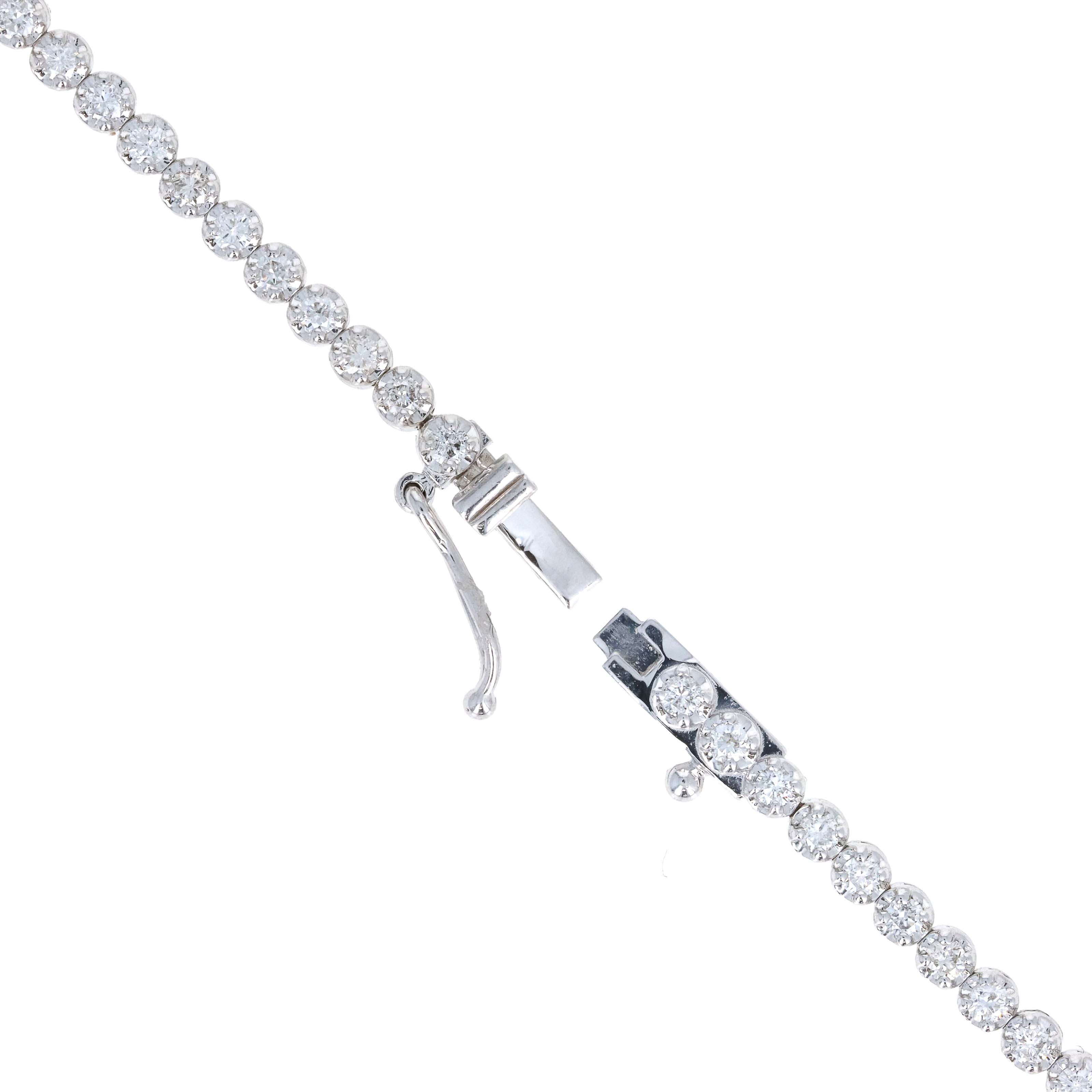 14K White Gold 1.30 Carat Round Diamond Tennis Bracelet - Queen May