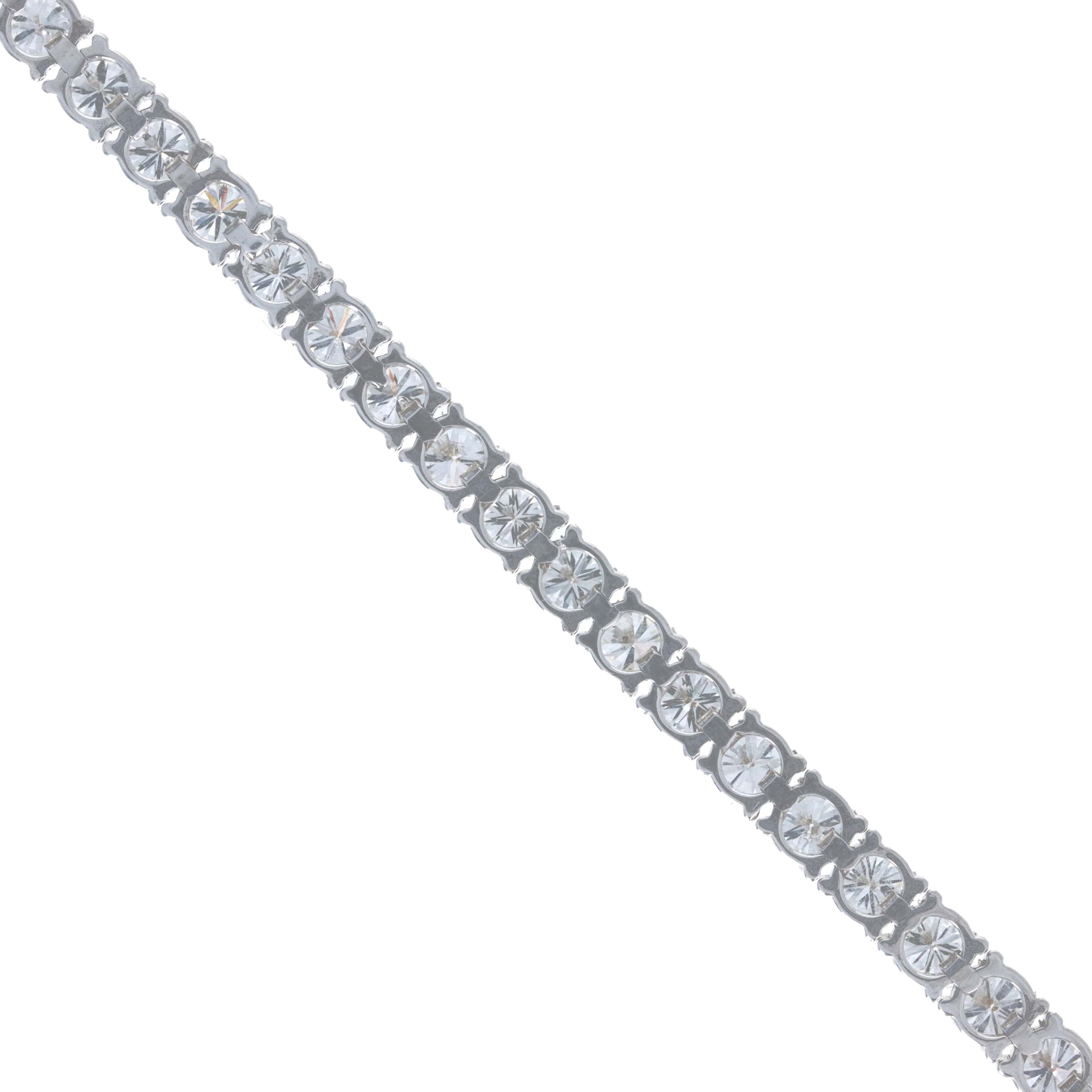 14K White Gold 7.07 Carat Round Diamond Tennis Bracelet