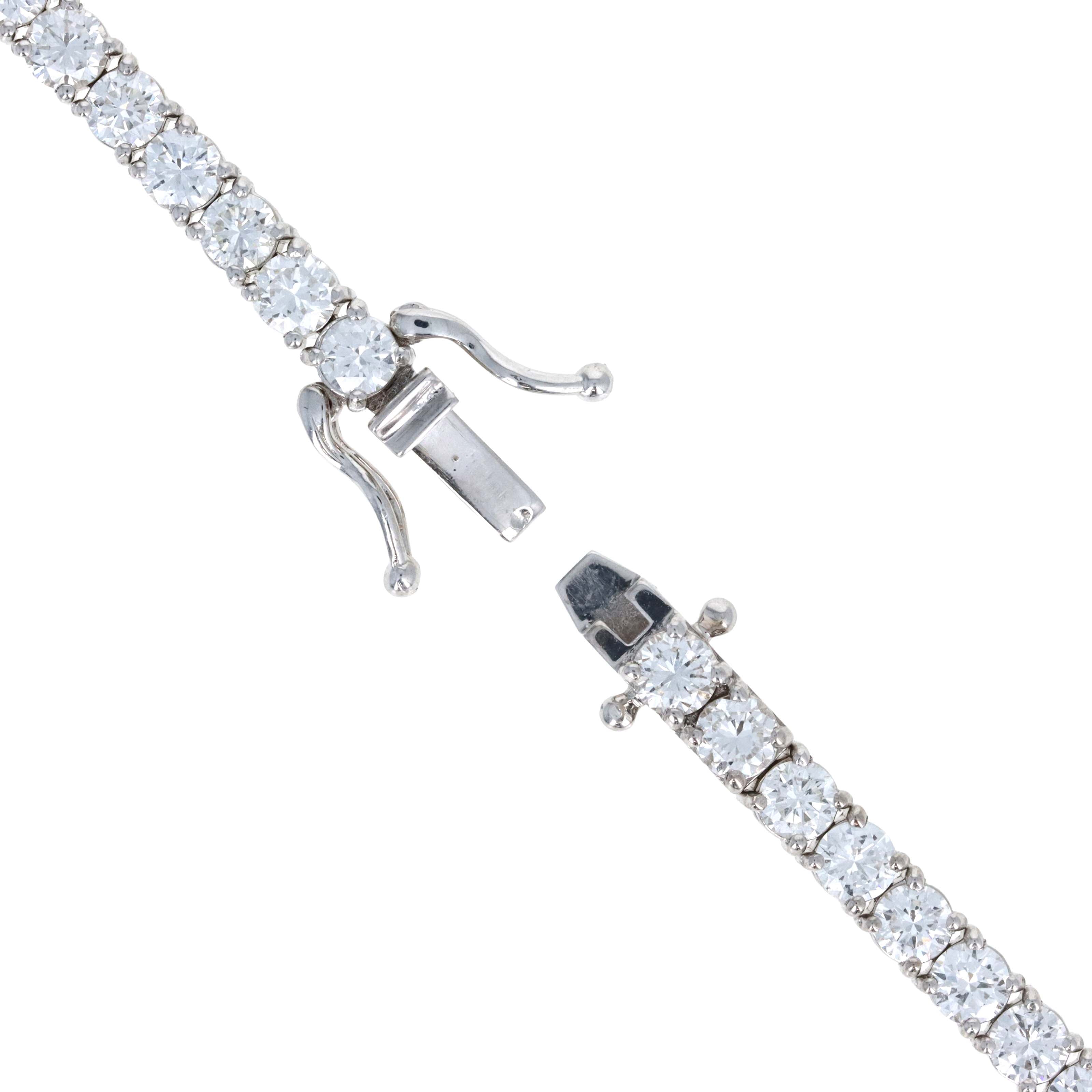 14K White Gold 7.07 Carat Round Diamond Tennis Bracelet