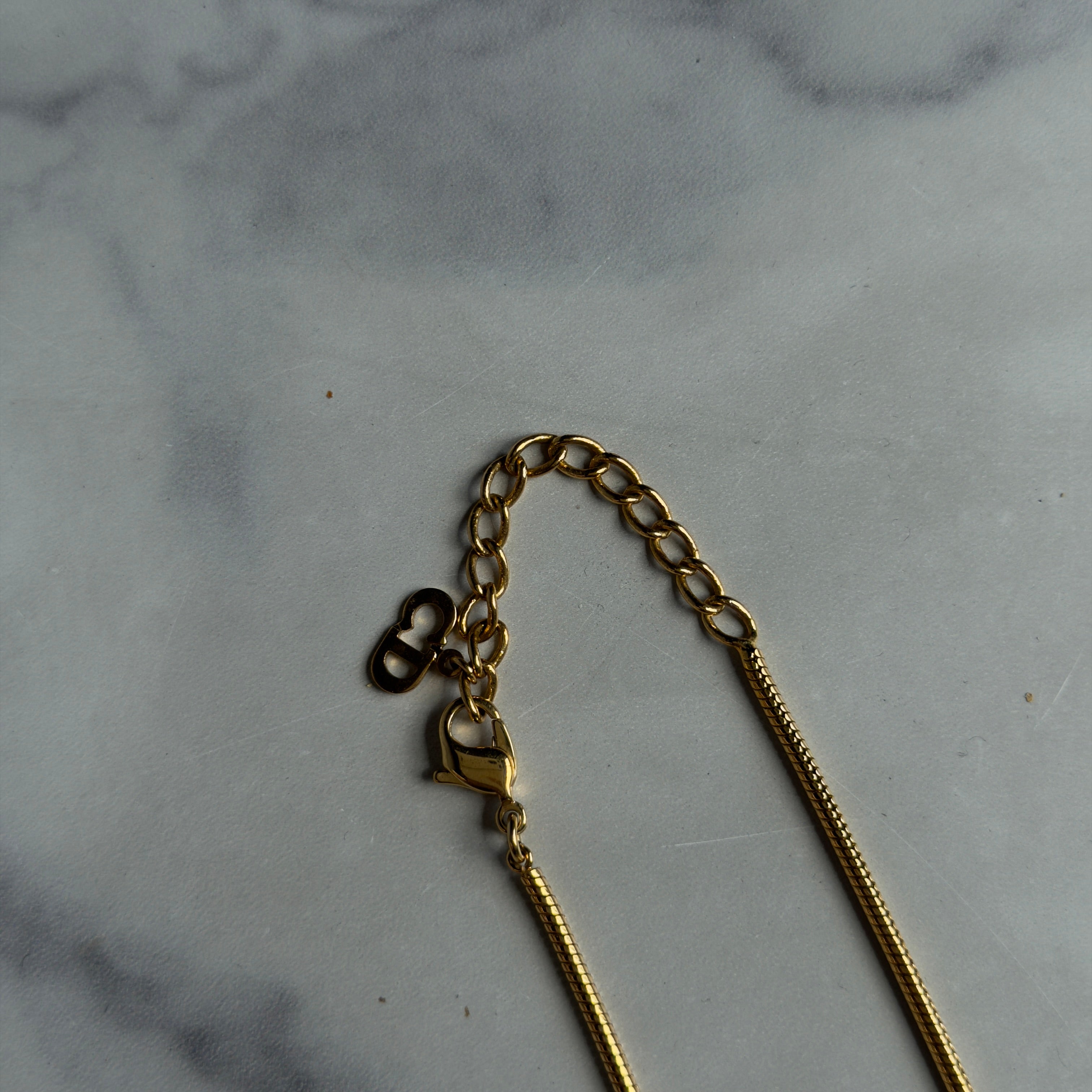 Christian Dior Gold Tone Spell Out Necklace