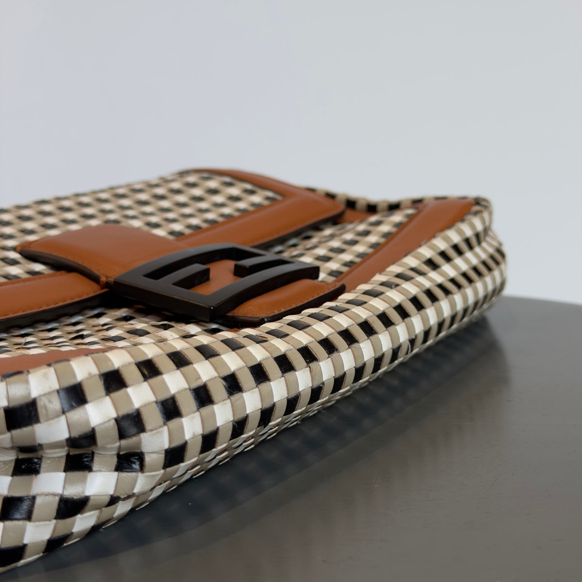 Fendi Baguette Vichy Interlaced Leather Bag