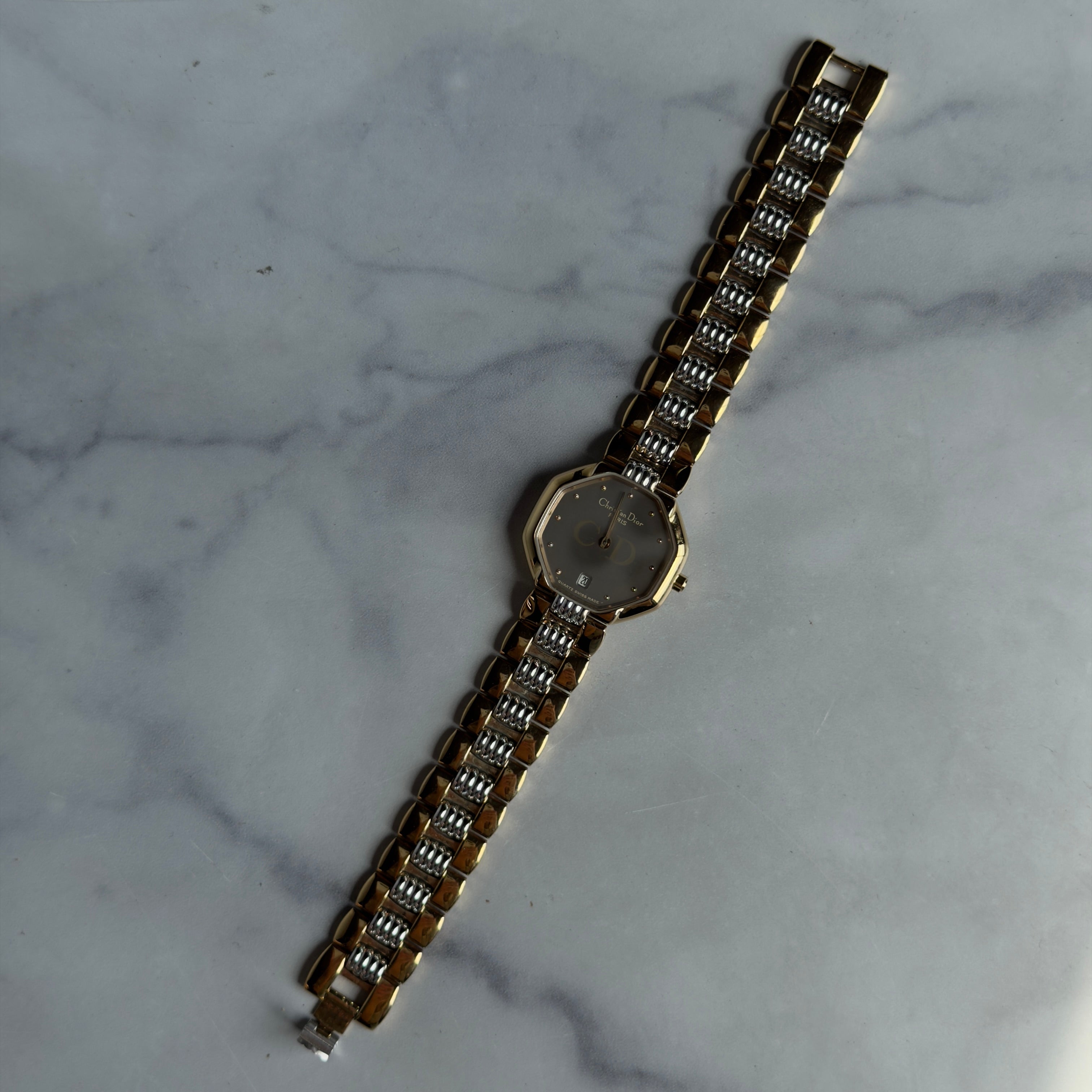 Christian Dior Two Tone Octagon Watch