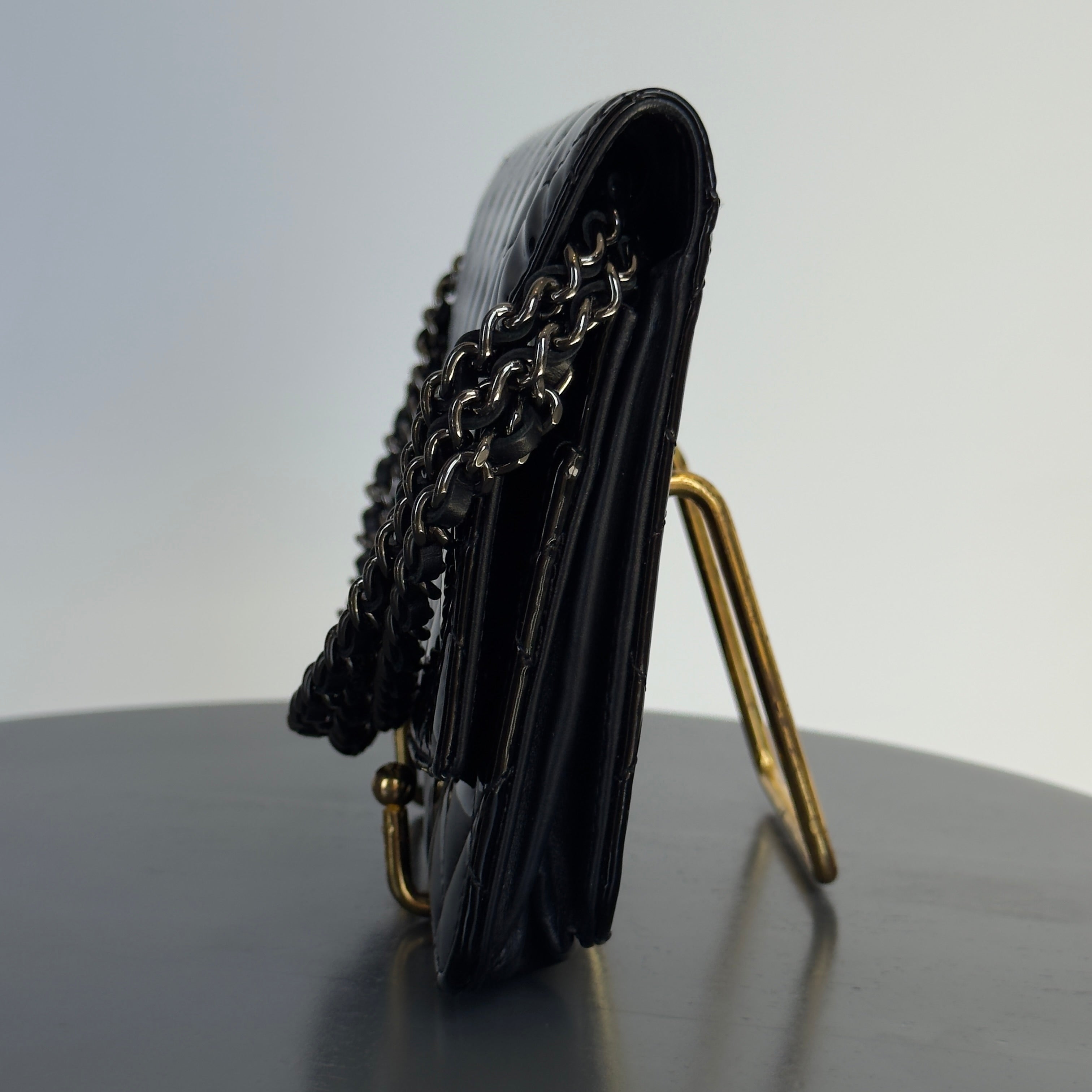 Chanel Black Patent Leather Wallet On Chain - Queen May