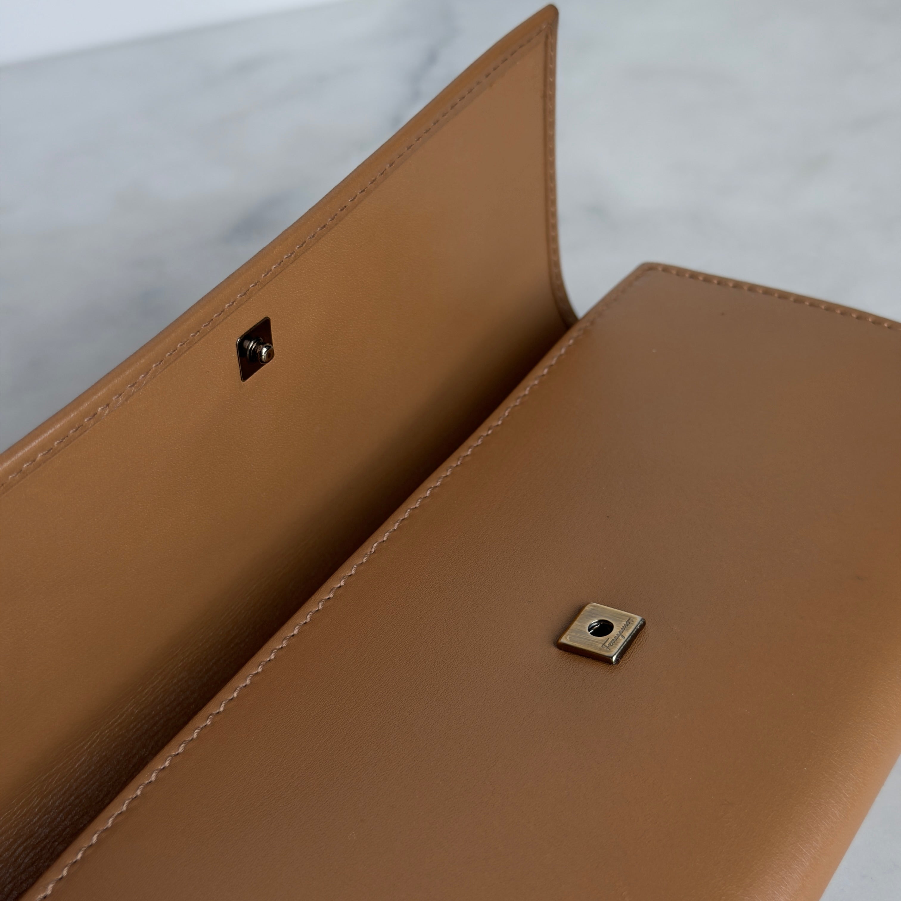 Salvatore Ferragamo Brown Leather Snap Wallet
