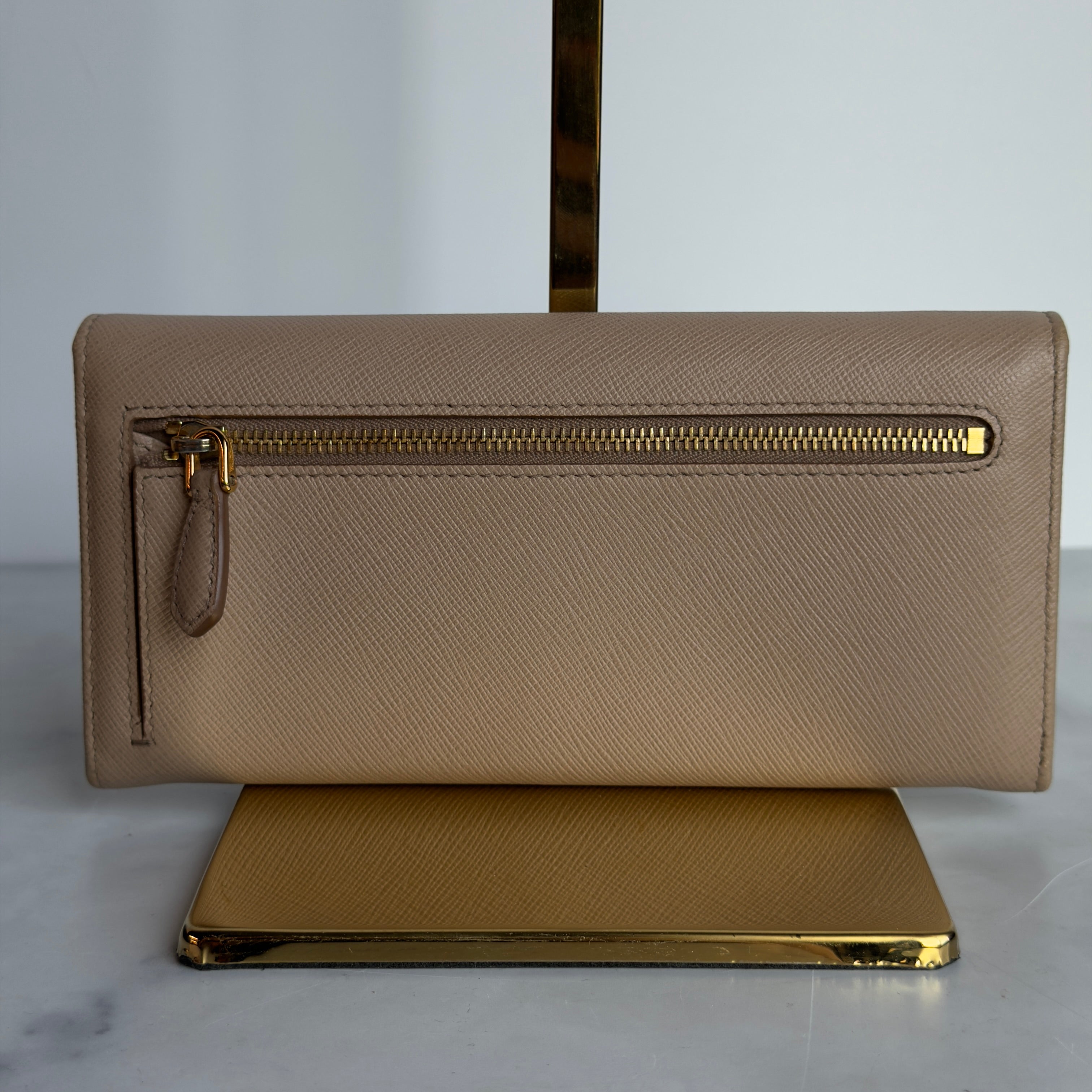 Prada Saffiano Continental Wallet Beige
