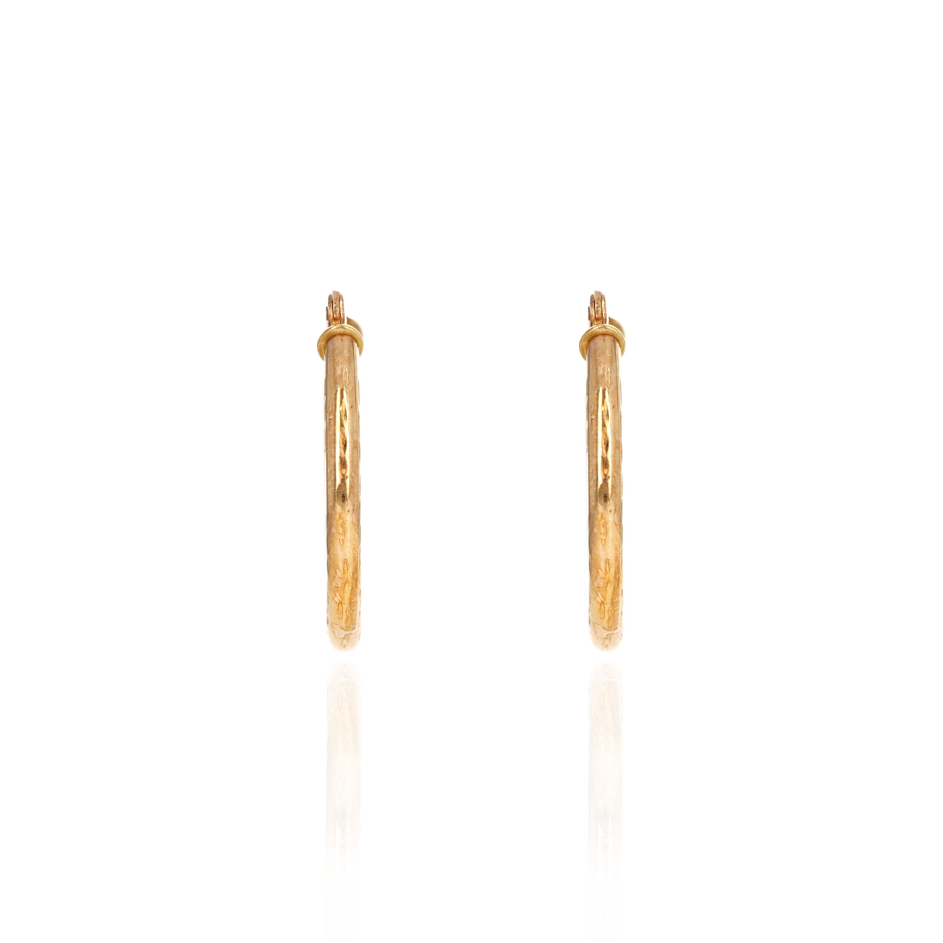 10K Yellow Gold Hollow Hoop Earrings