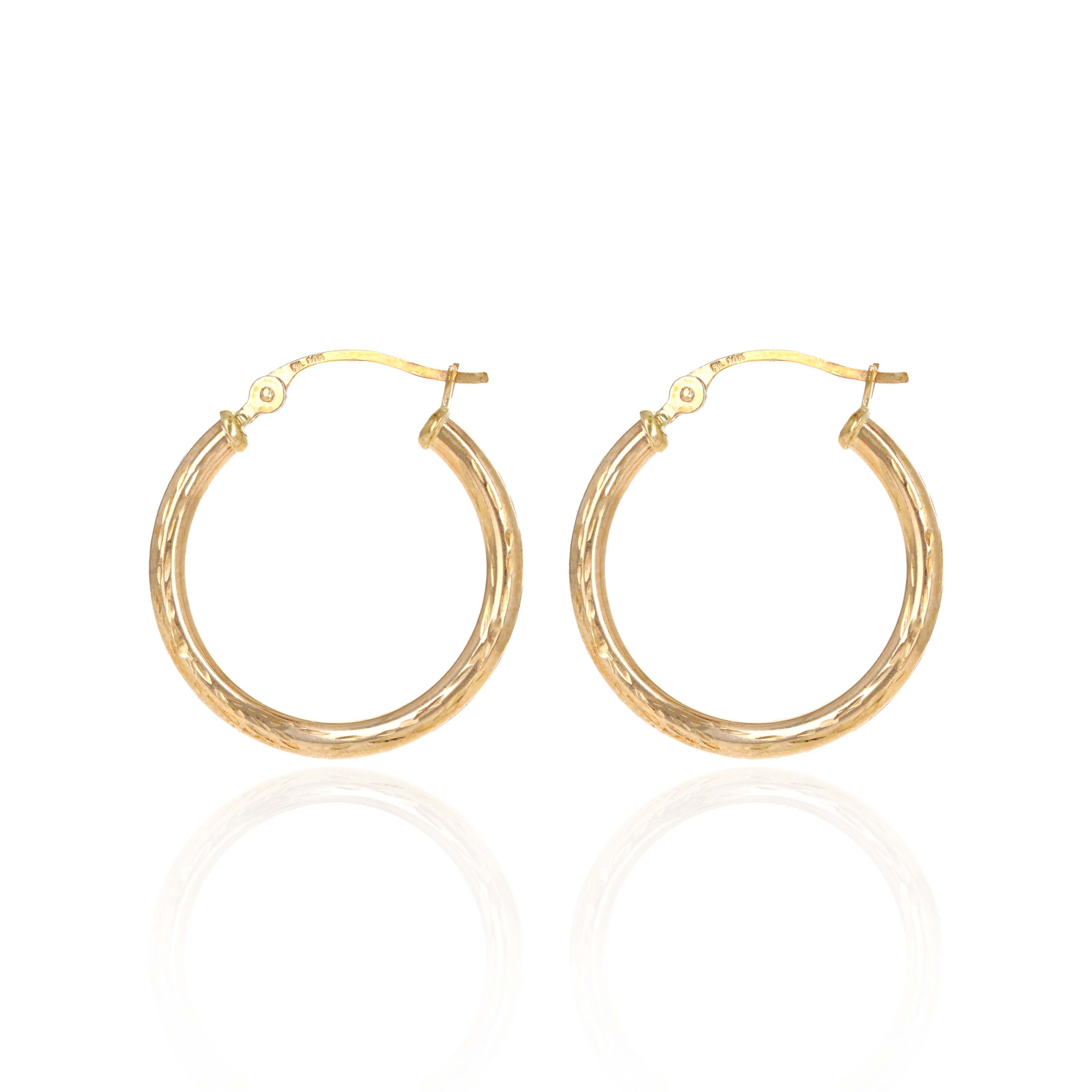 10K Yellow Gold Hollow Hoop Earrings