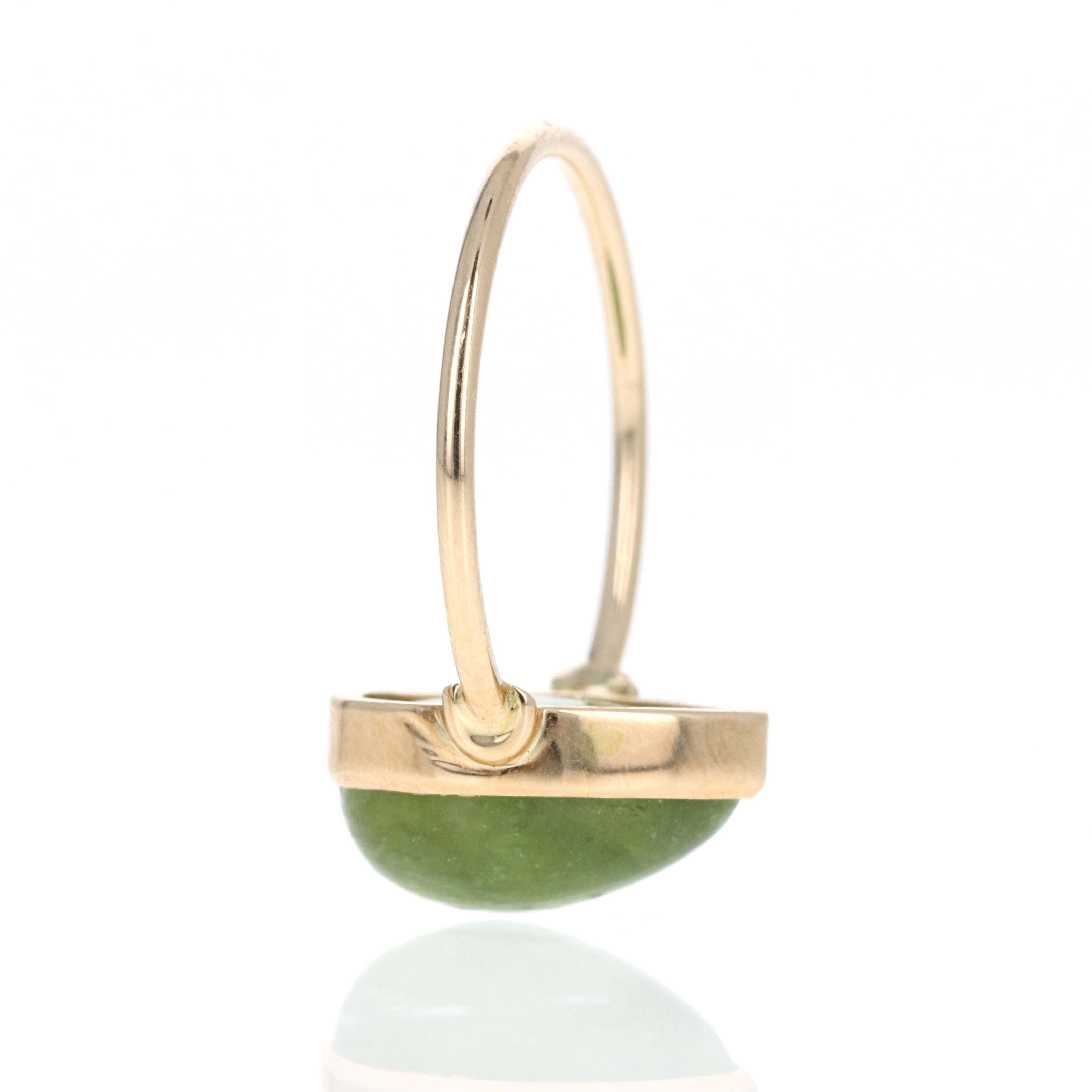 14K Yellow Gold 6.3 Carat Cabochon Green Tourmaline Bezel Ring - Queen May