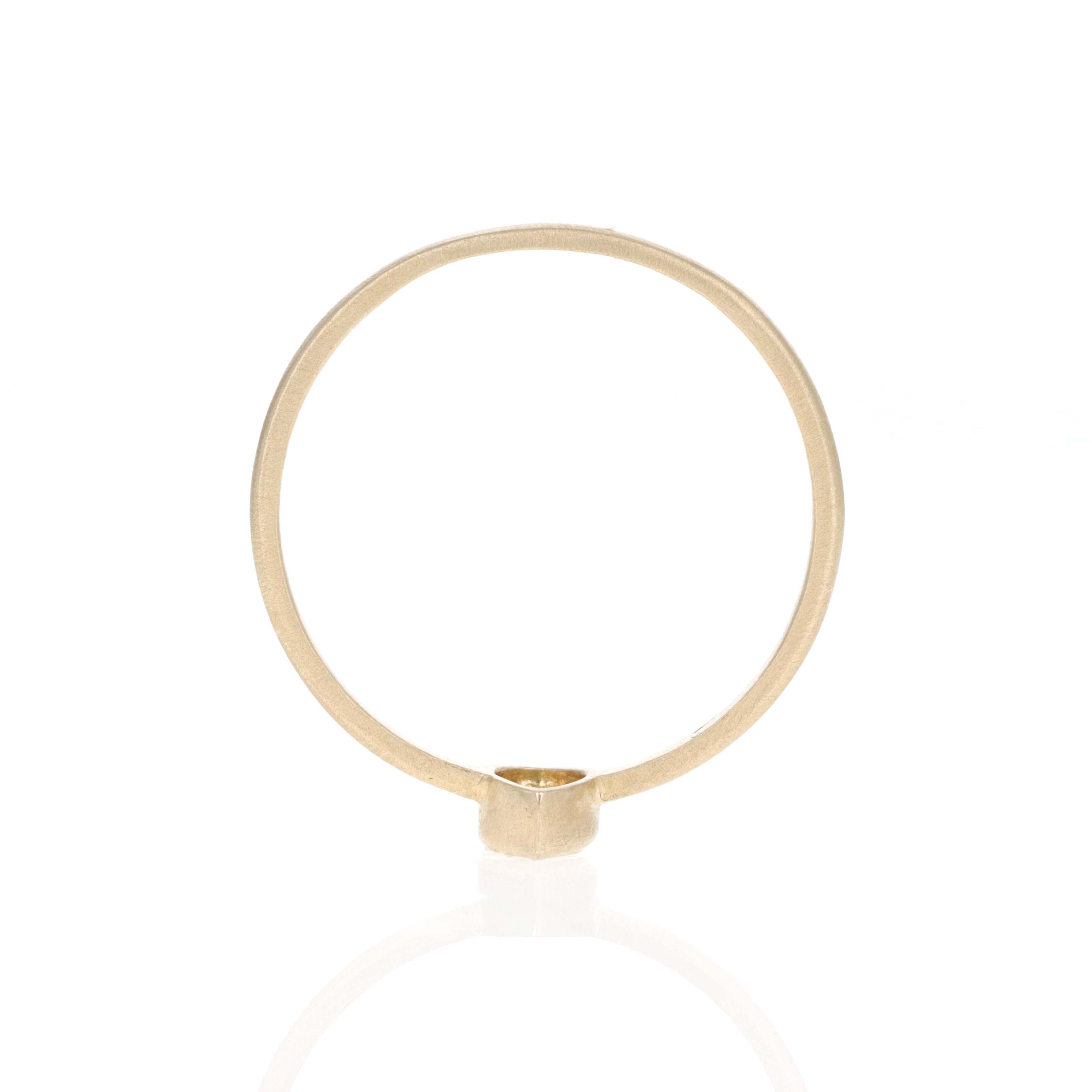 14K Yellow Gold 0.21 Carat Peridot Bezel Brushed Ring - Queen May