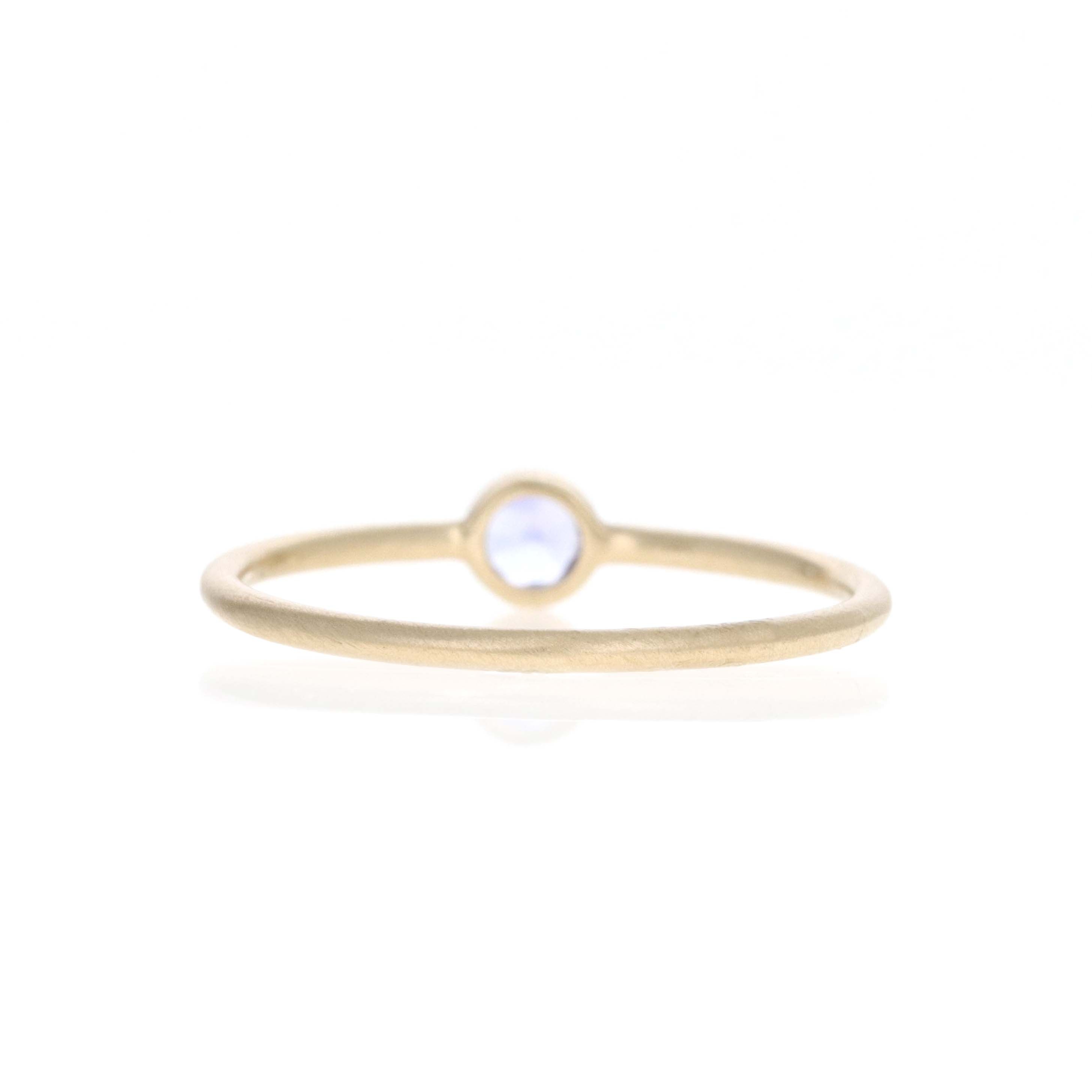 14K Yellow Gold 0.14 Carat Tanzanite Bezel Brushed Ring - Queen May
