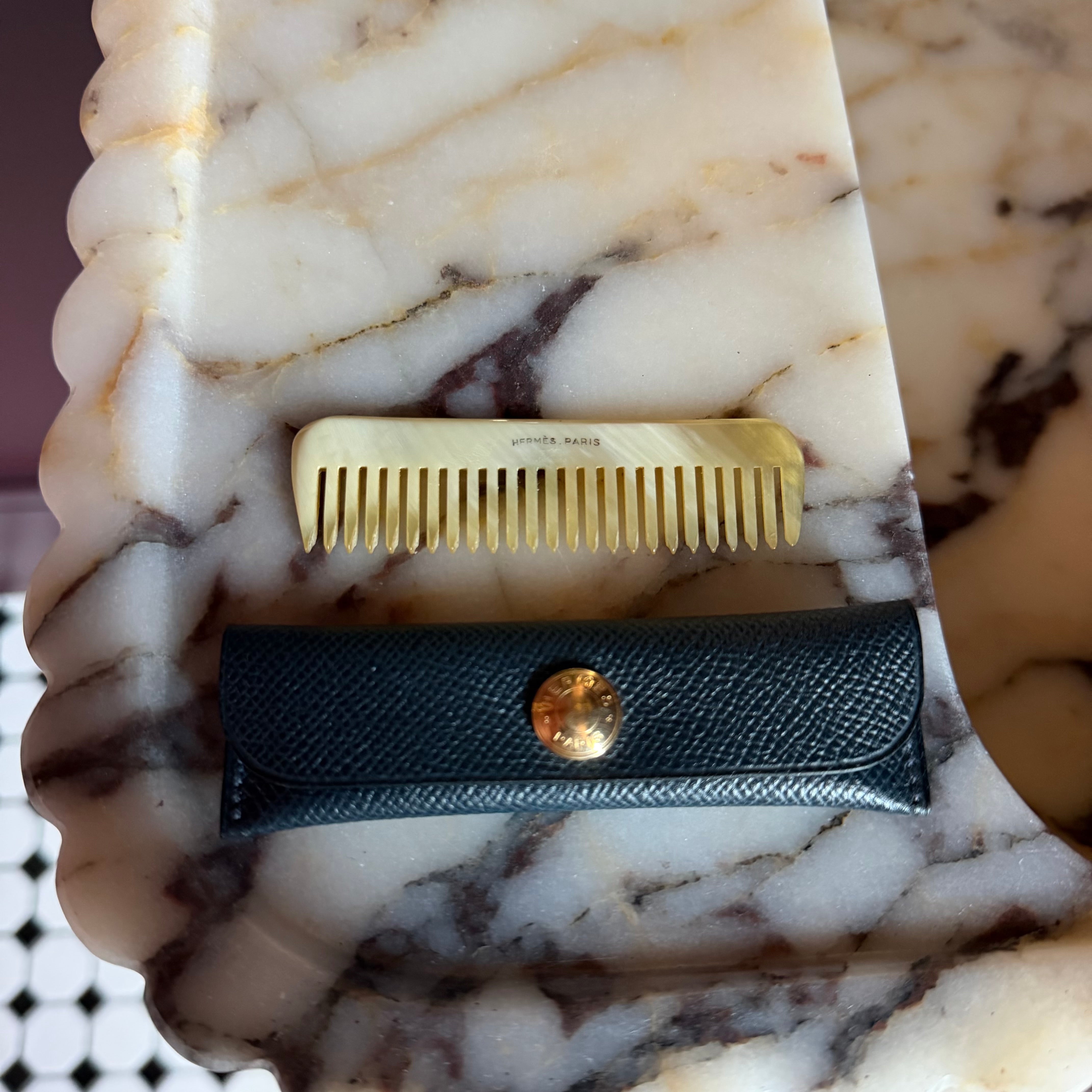 Hermes Buffalo Horn Comb and Case