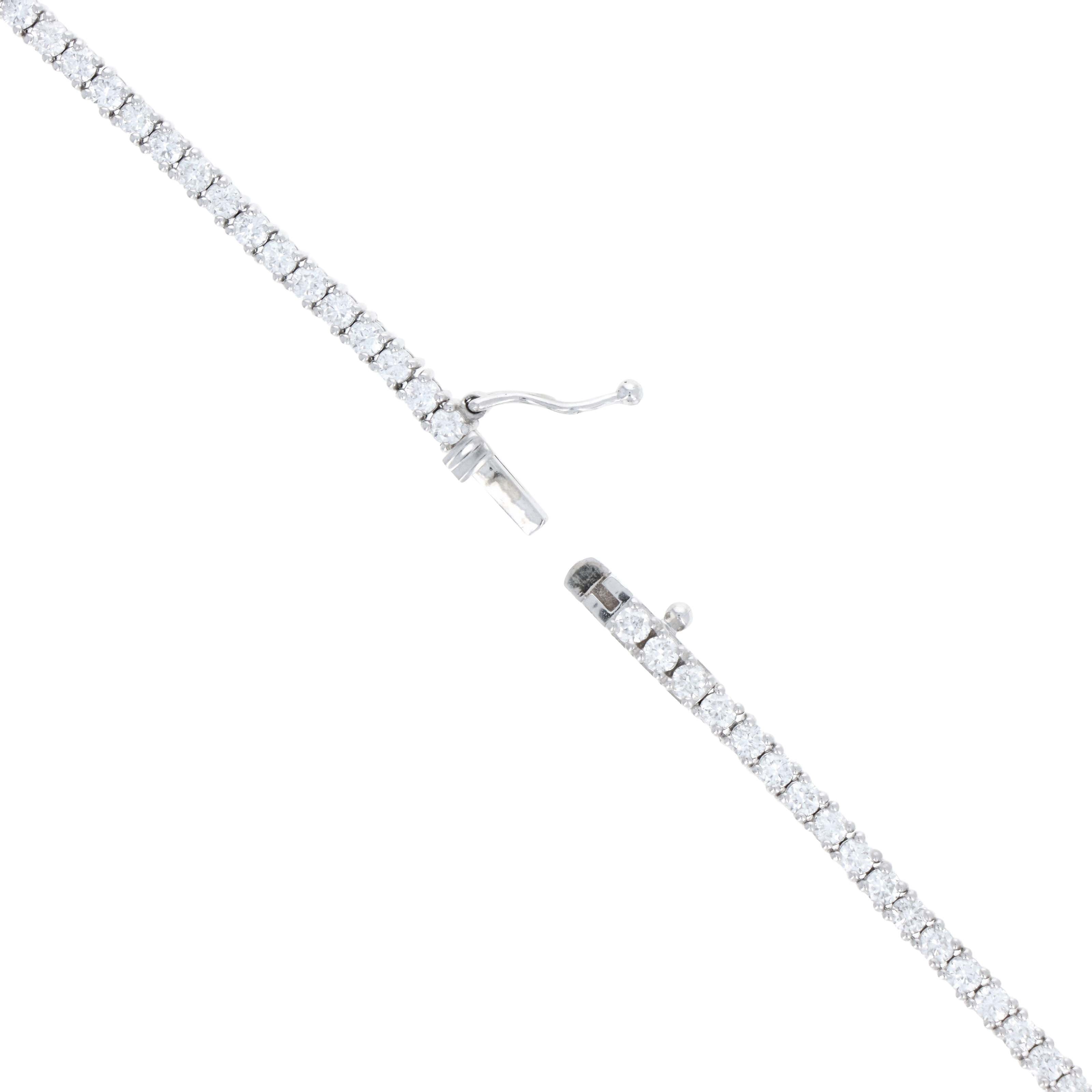 14K White Gold 6.83 Carat Round Diamond Tennis Necklace - Queen May